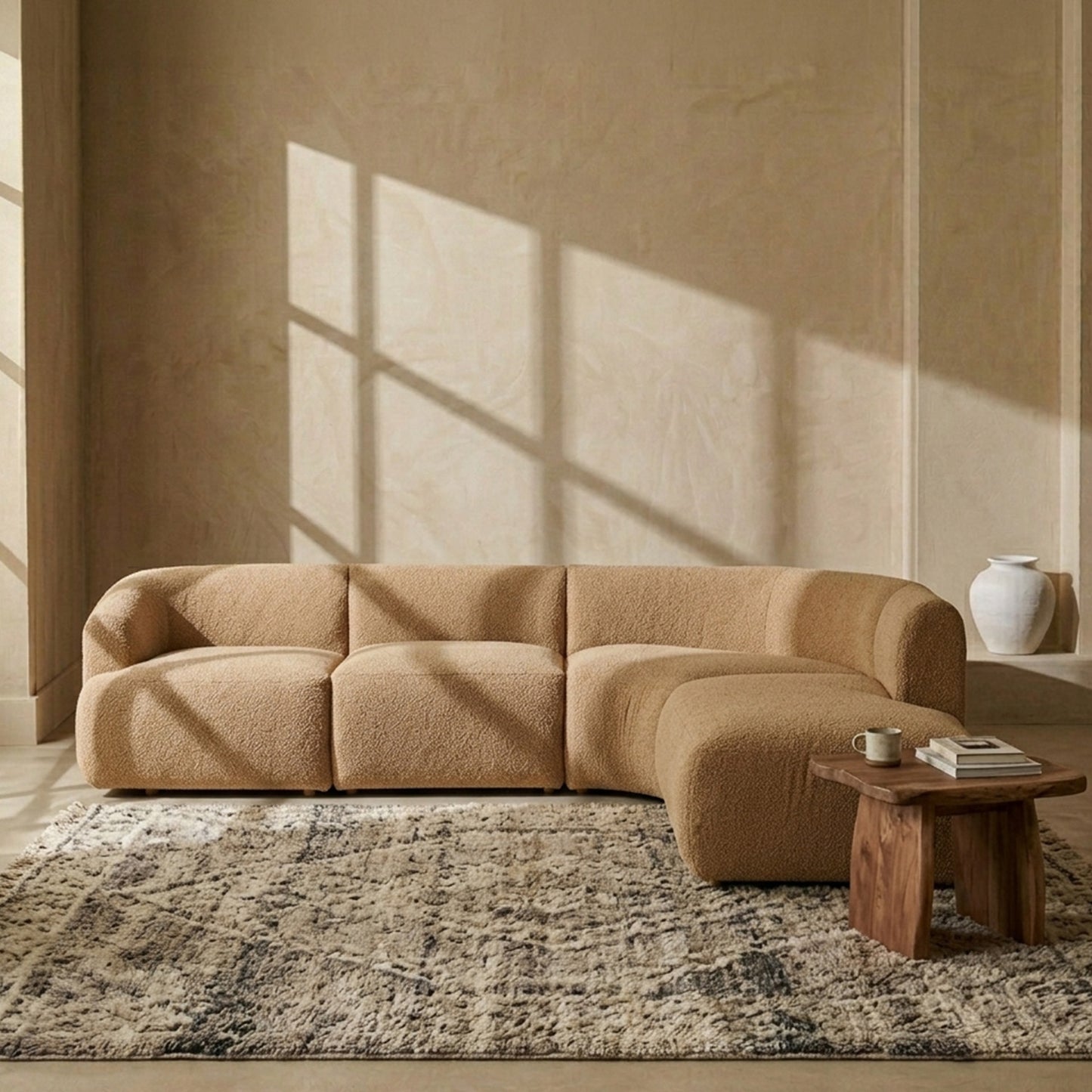 ZenLiving 5 Seater Sofa Boucle Creme