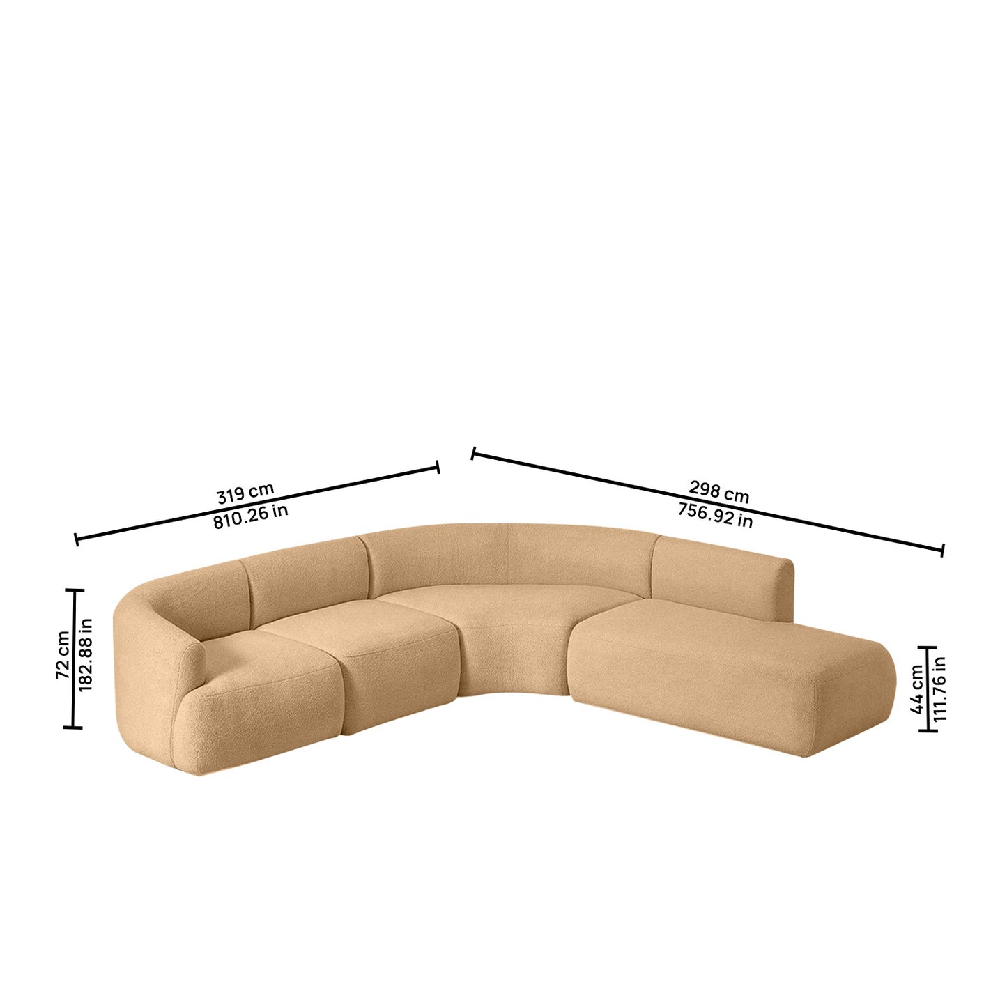 ZenLiving 5 Seater Sofa Boucle Creme