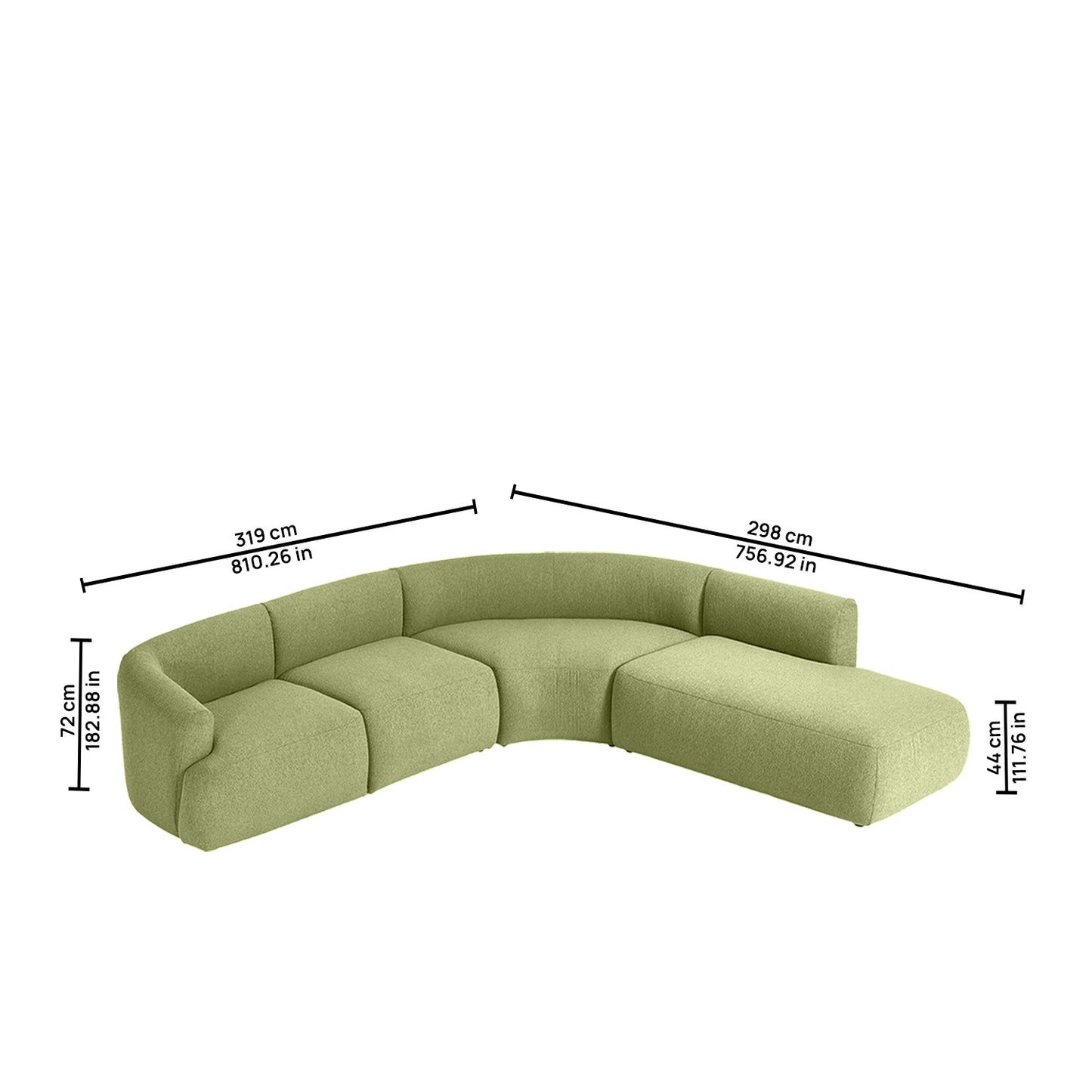 ZenLiving 5 Seater Sofa Boucle Green