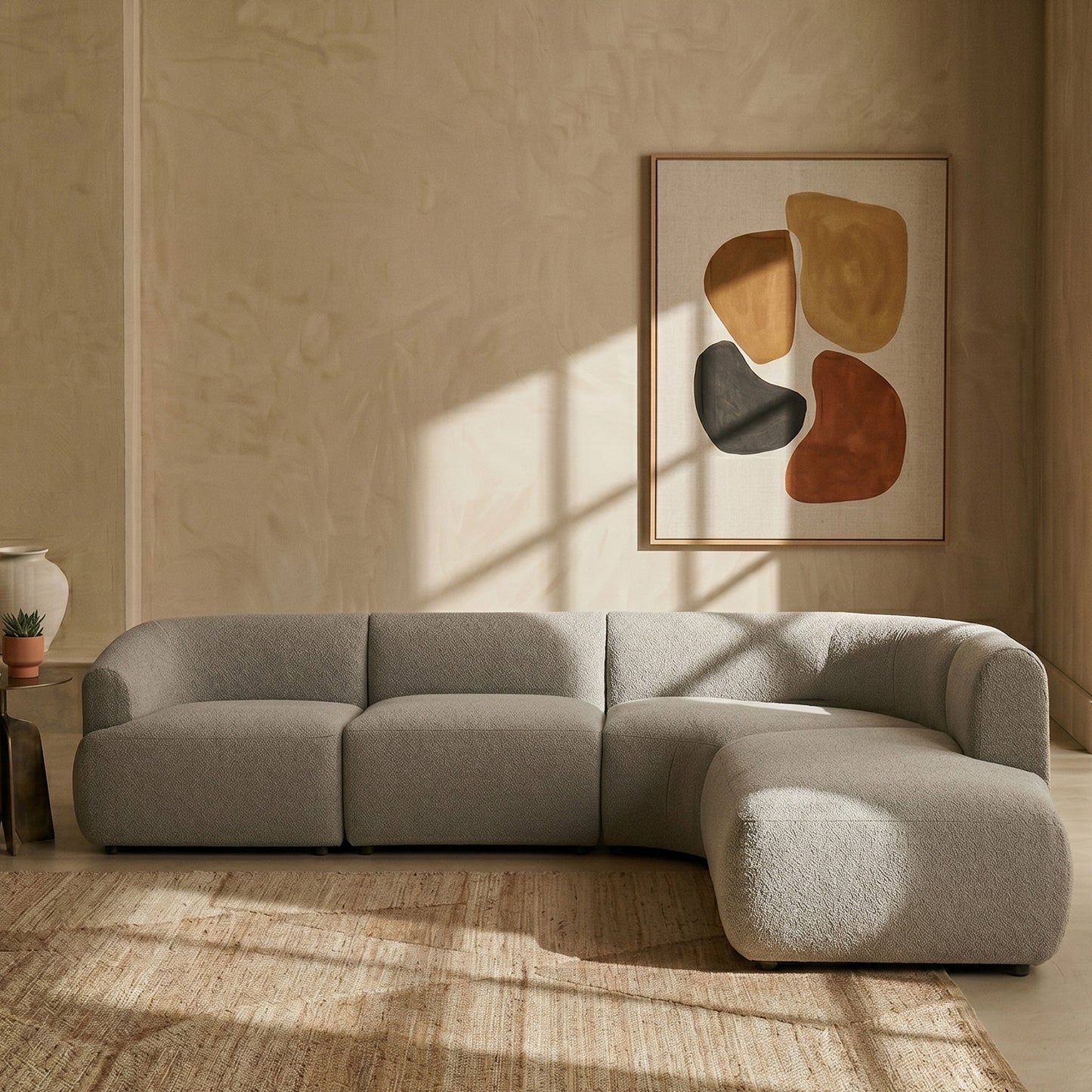 ZenLiving 5 Seater Sofa Boucle Grey