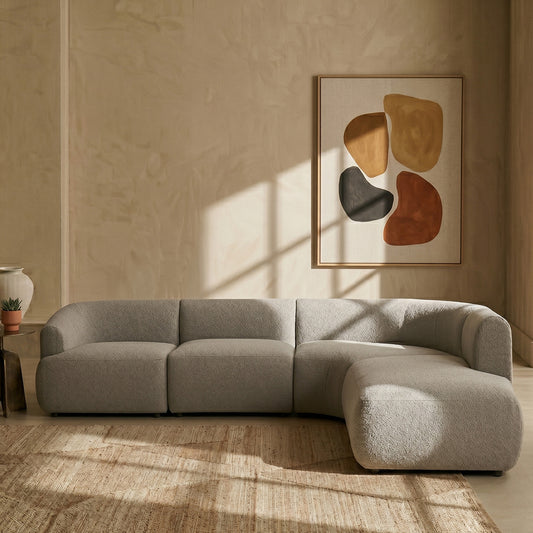 ZenLiving 5 Seater Sofa Boucle Grey