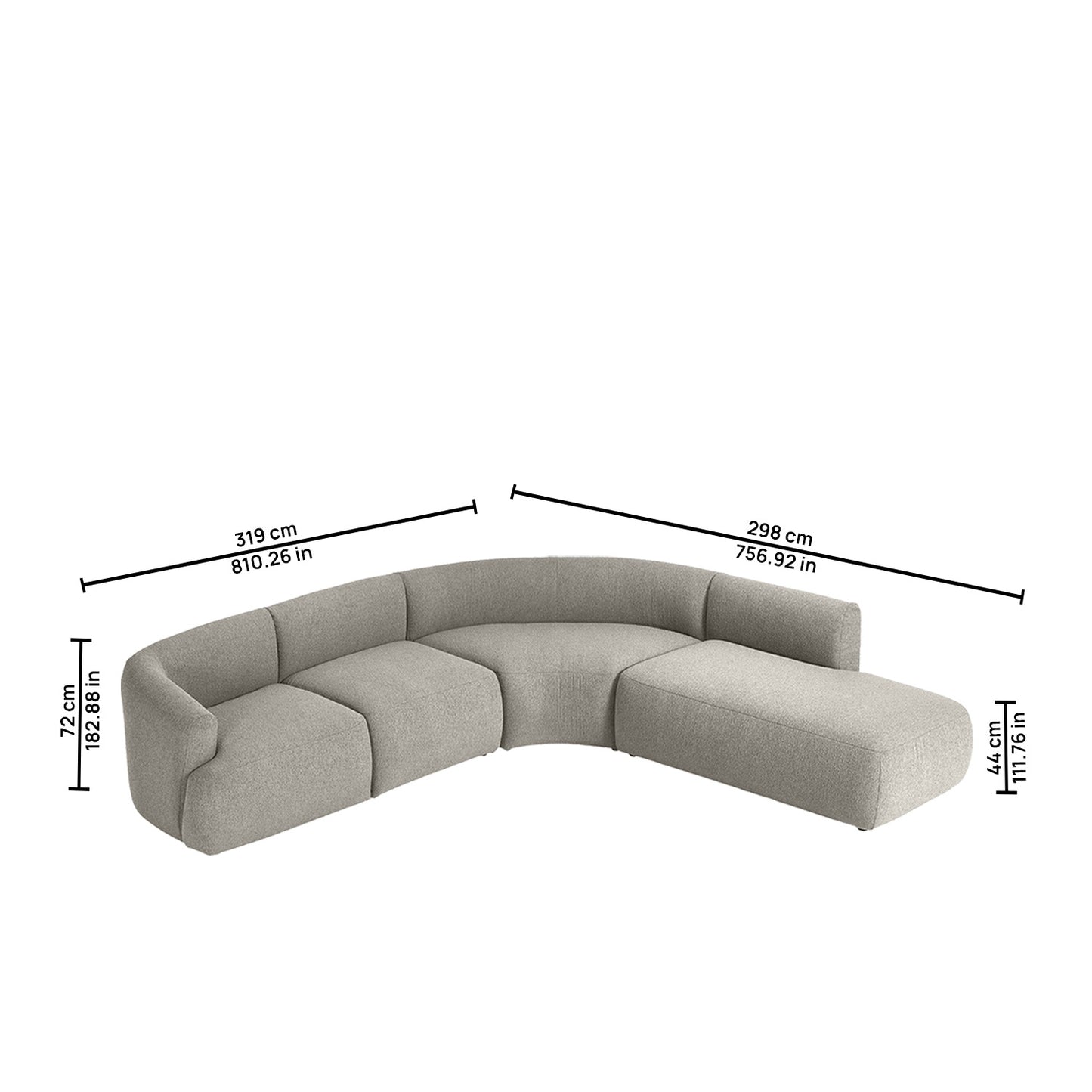 ZenLiving 5 Seater Sofa Boucle Grey