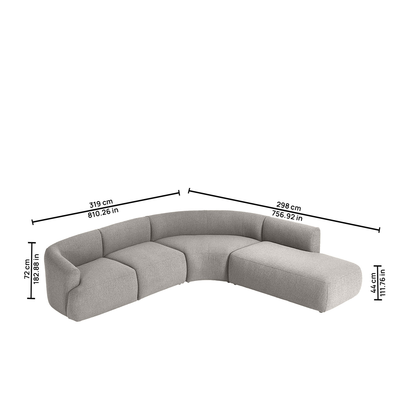 ZenLiving 5 Seater Sofa Chic Grey