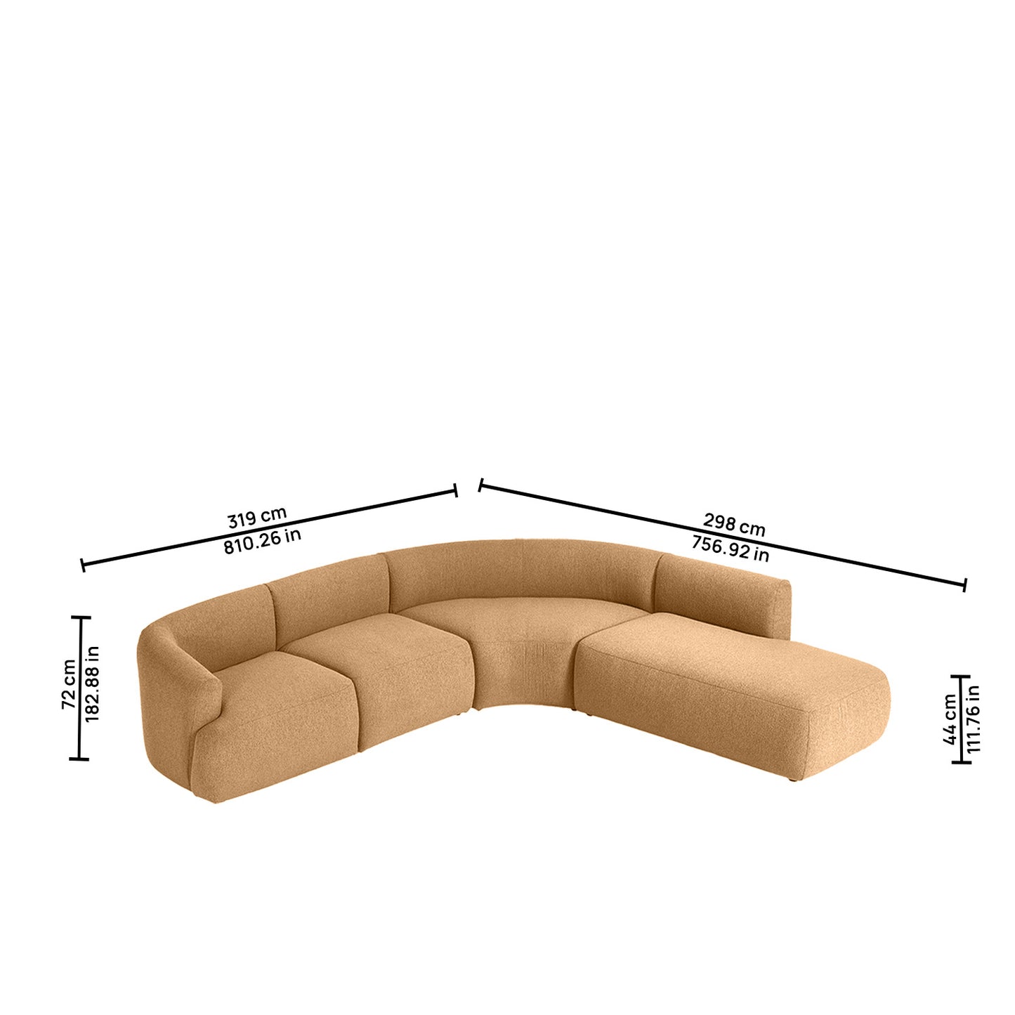 ZenLiving 5 Seater Sofa Boucle Tan