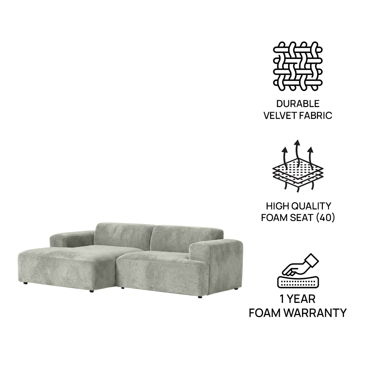 Sophisticated Comfort 2 Seater Sofa Light Grey