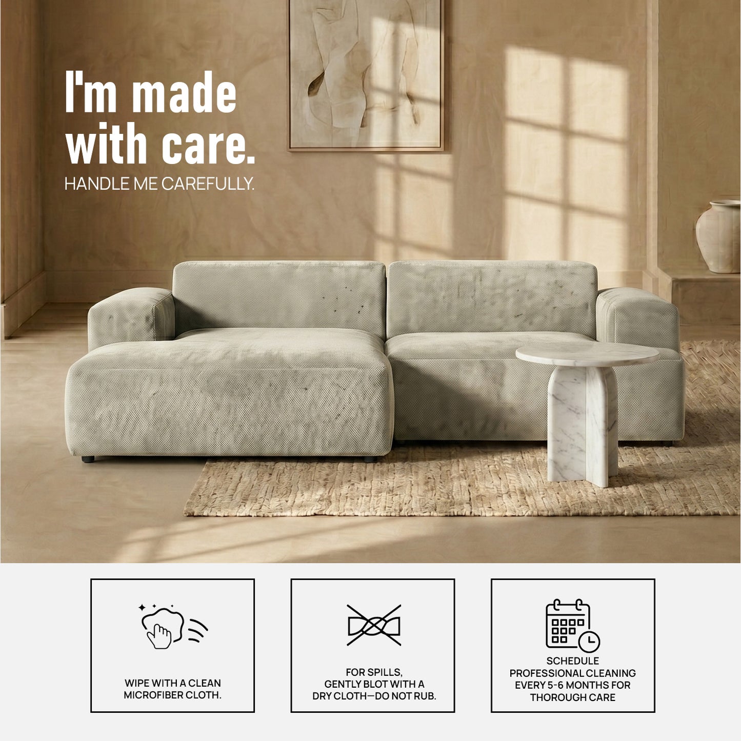 Sophisticated Comfort 2 Seater Sofa Creme