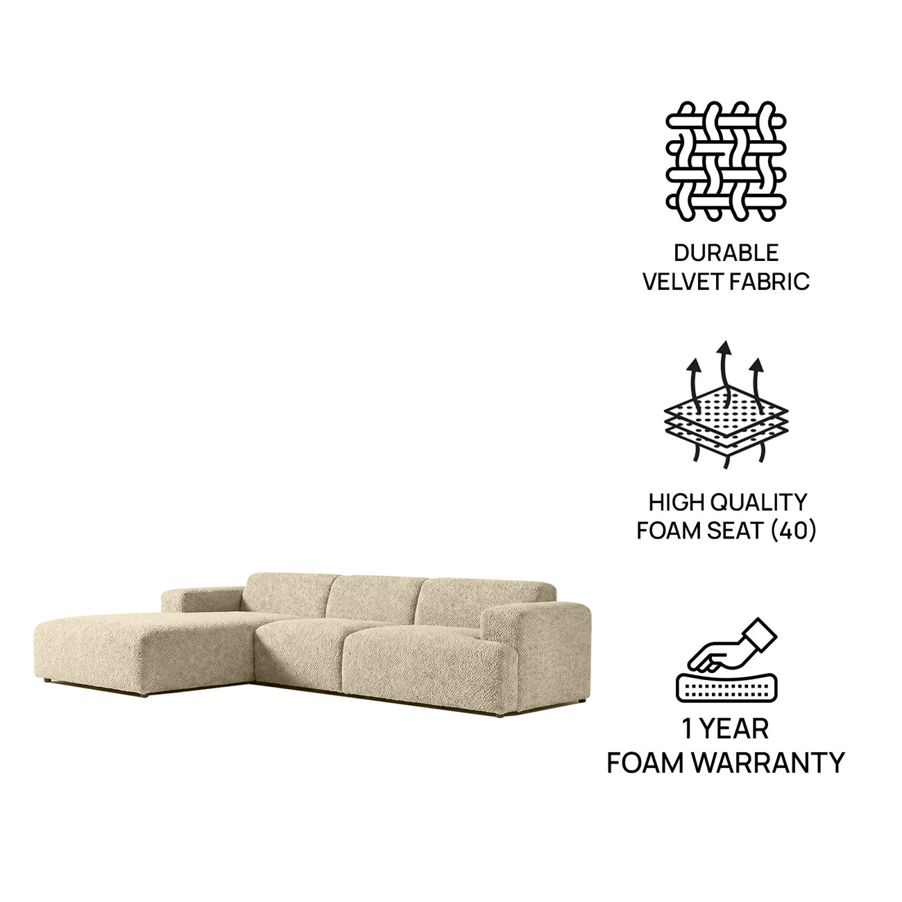 Sophisticated Comfort 3 Seater L Shaped Sofa Warm Taupe founder’s pick