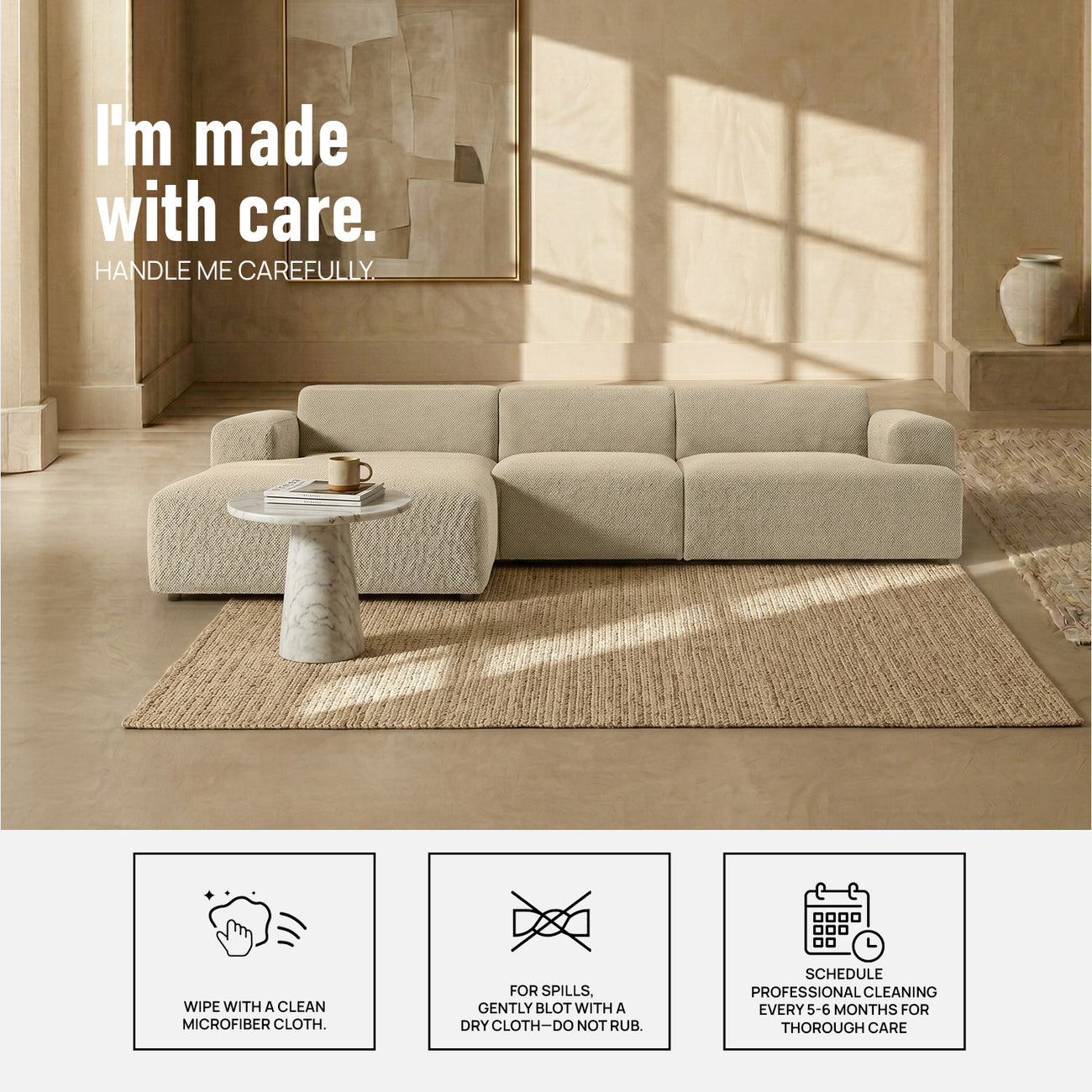 Sophisticated Comfort 3 Seater L Shaped Sofa Warm Taupe founder’s pick
