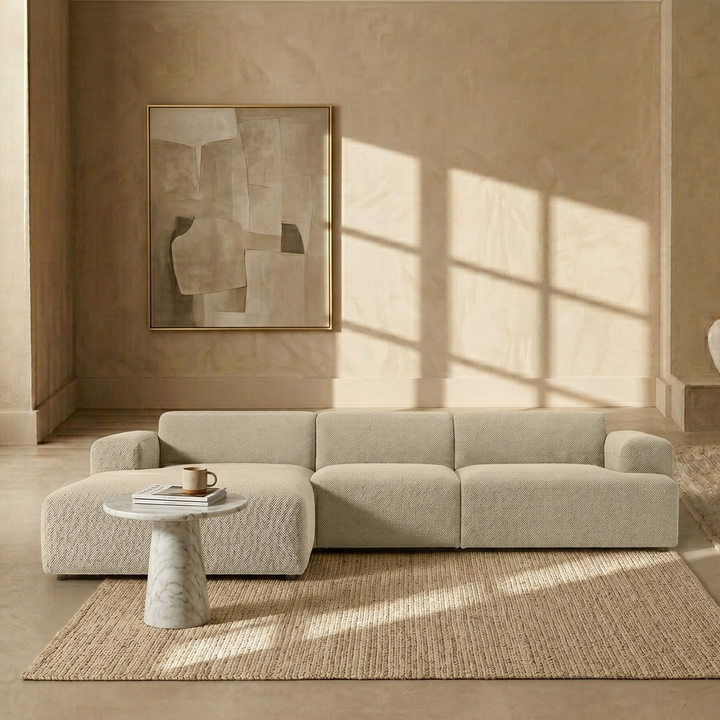 Sophisticated Comfort 3 Seater L Shaped Sofa Warm Taupe founder’s pick