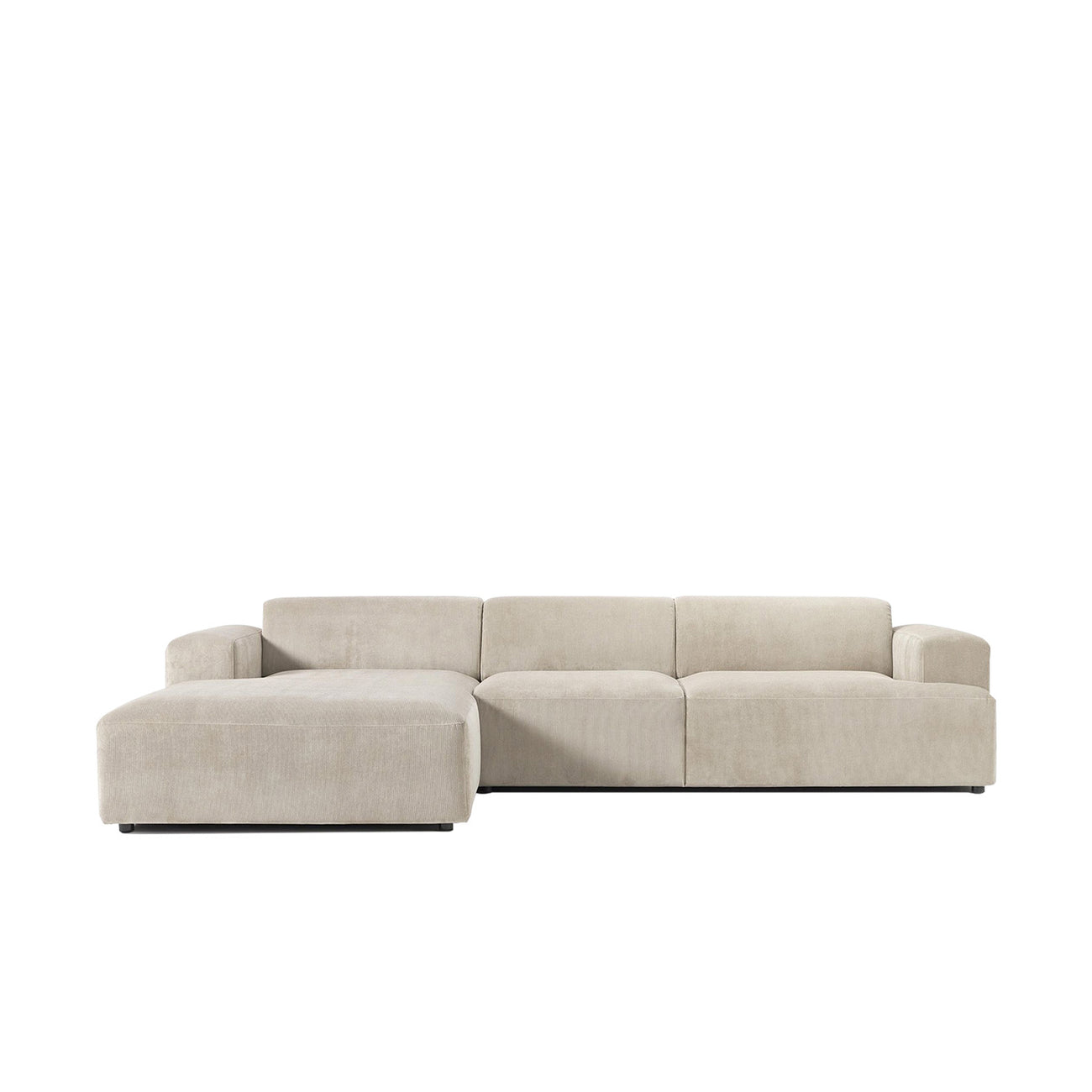 Sophisticated Comfort Corduroy 3 Seater L Shaped Sofa Creme
