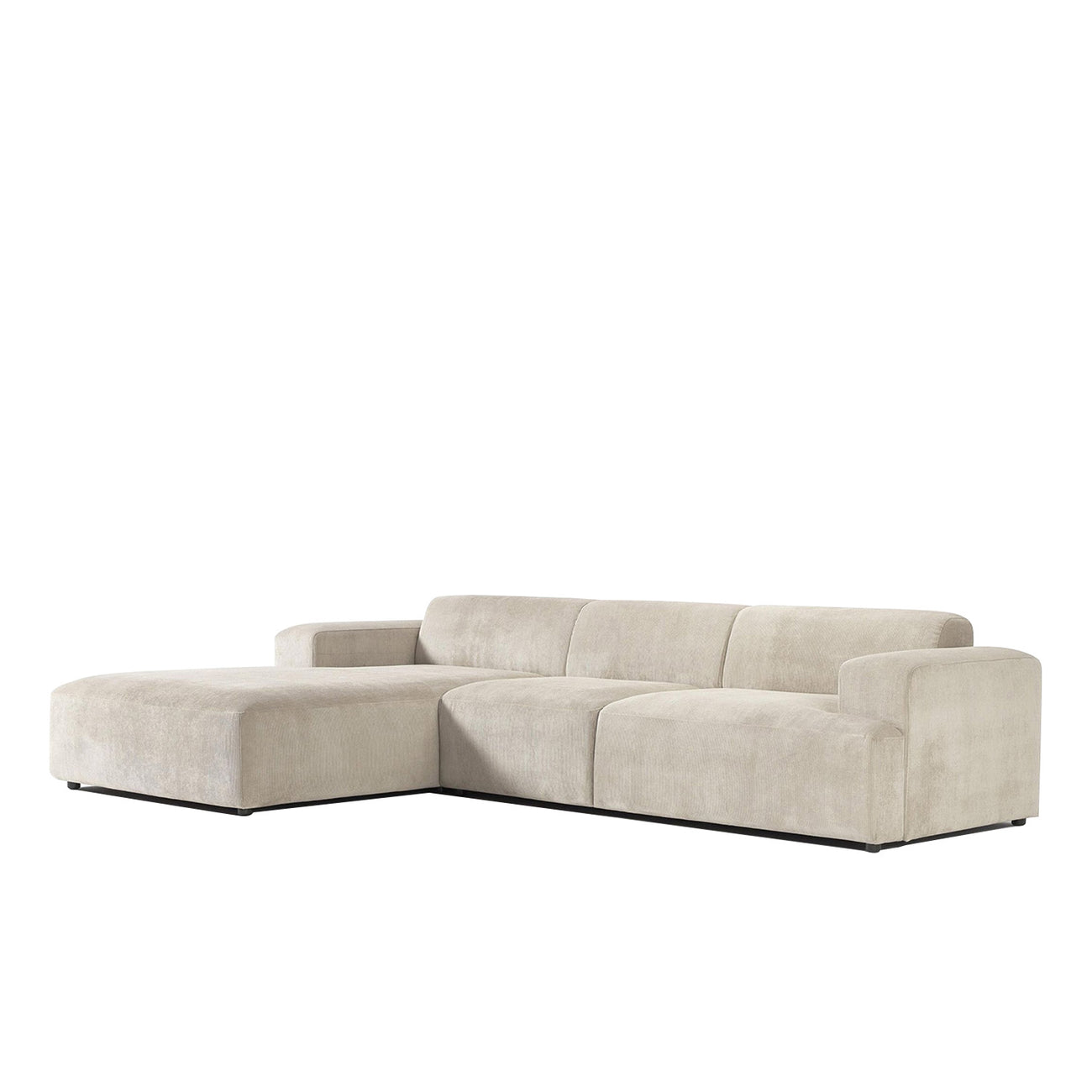 Sophisticated Comfort Corduroy 3 Seater L Shaped Sofa Creme
