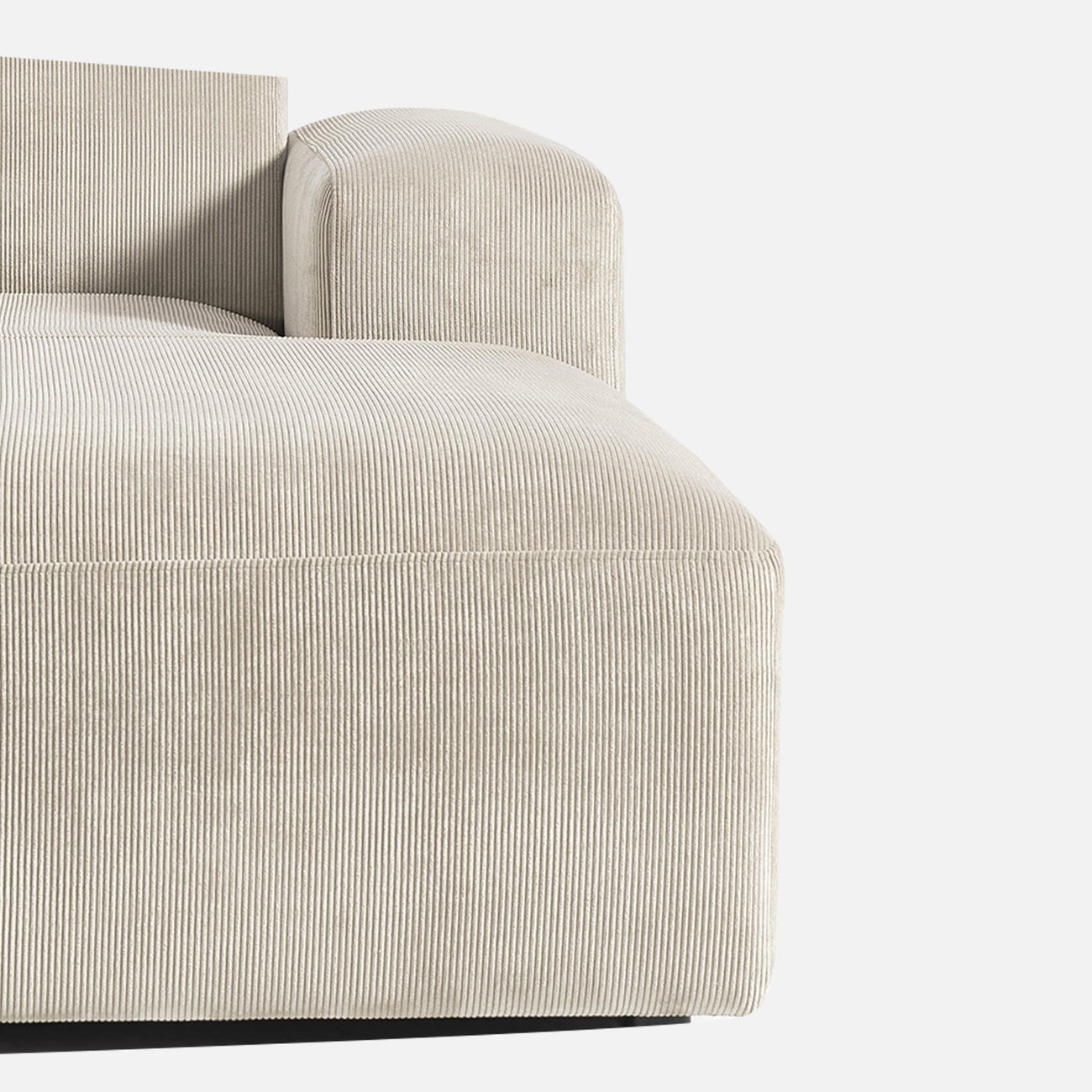 Sophisticated Comfort Corduroy 3 Seater L Shaped Sofa Creme
