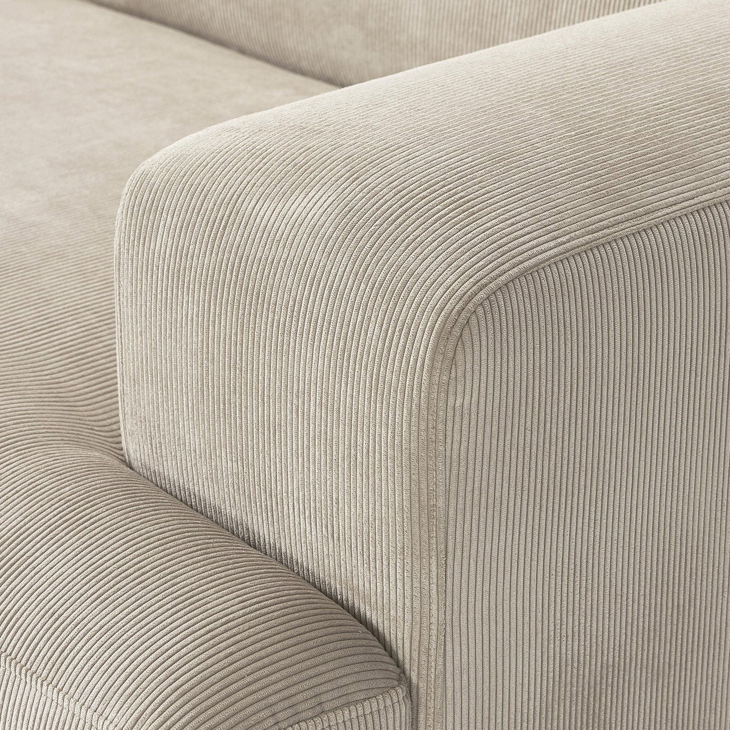 Sophisticated Comfort Corduroy 3 Seater L Shaped Sofa Creme