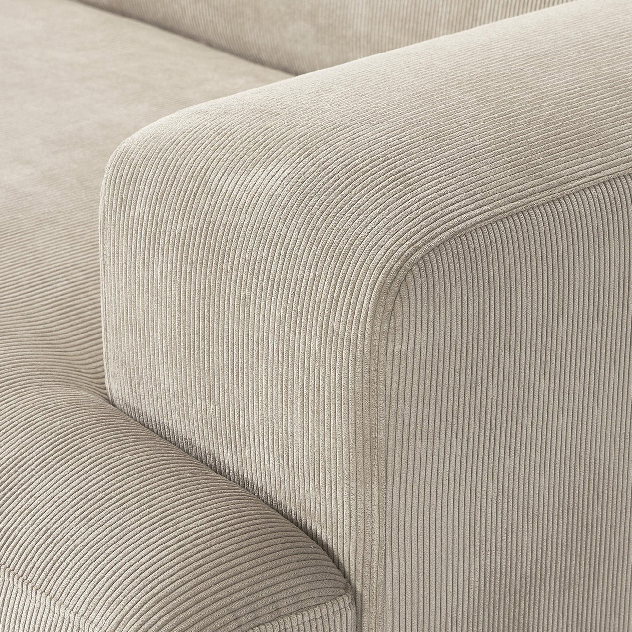 Sophisticated Comfort Corduroy 3 Seater L Shaped Sofa Creme