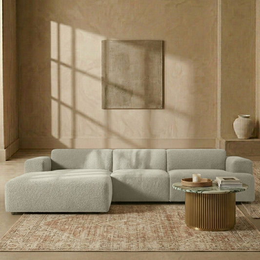 Sophisticated Comfort 3 Seater L Shaped Sofa Creme