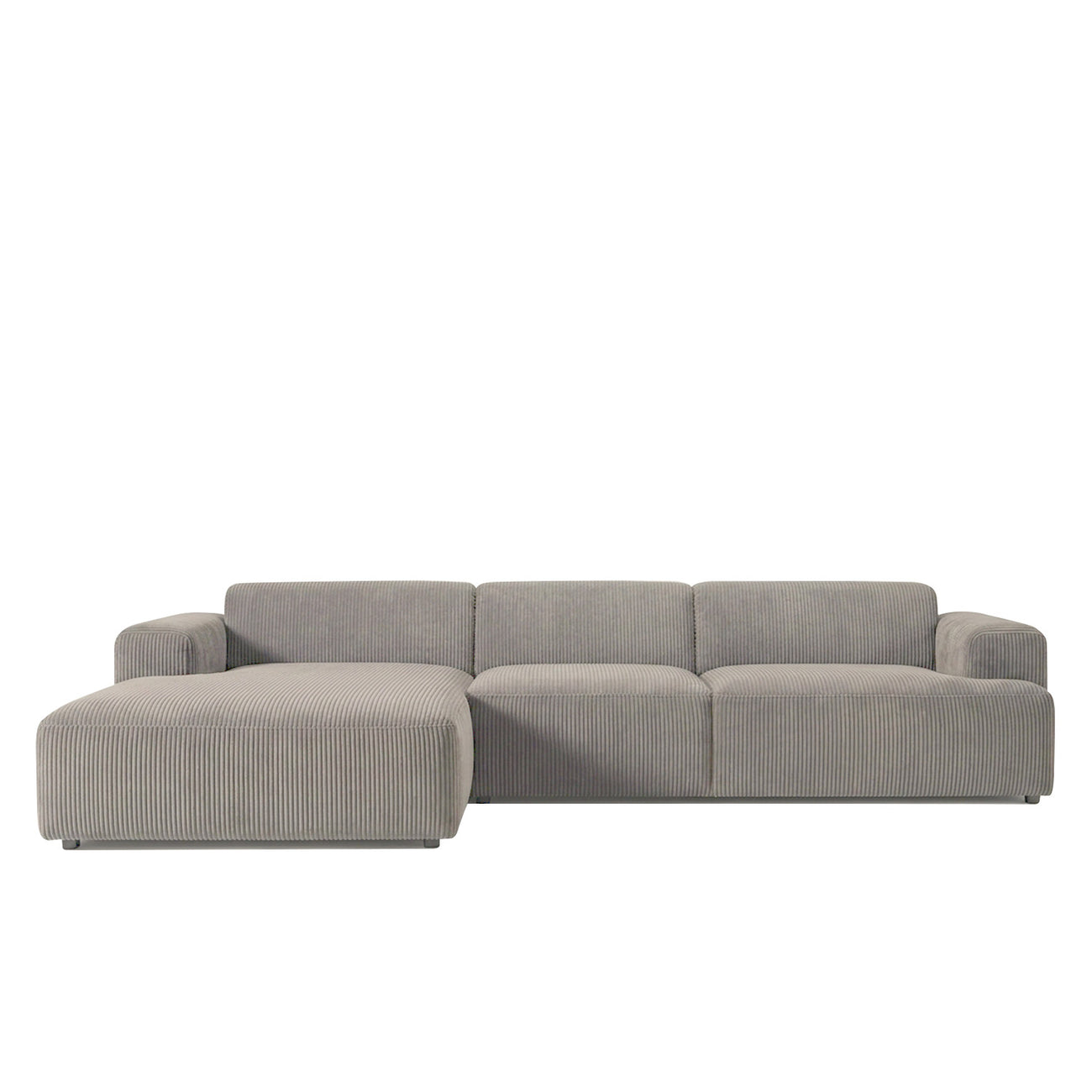 Sophisticated Comfort Corduroy 3 Seater L Shaped Sofa Corduroy Grey