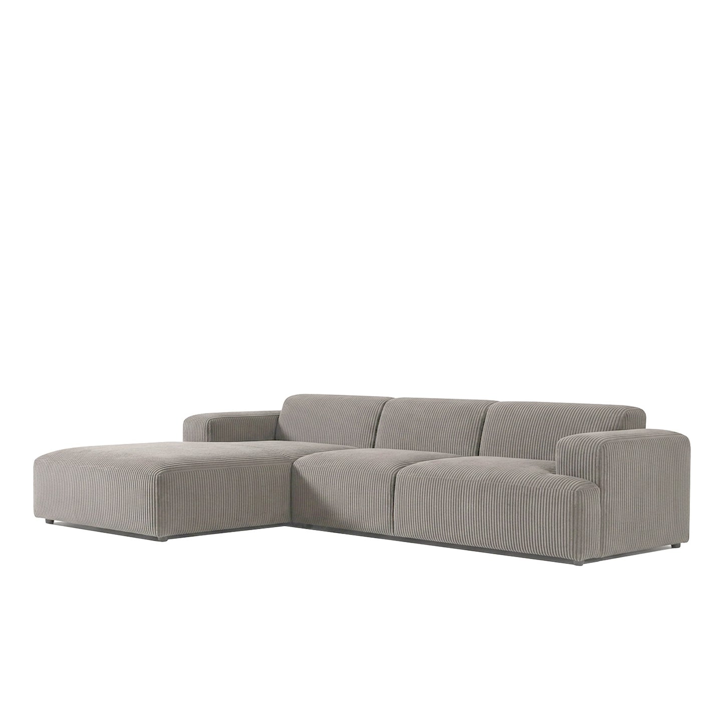 Sophisticated Comfort Corduroy 3 Seater L Shaped Sofa Corduroy Grey