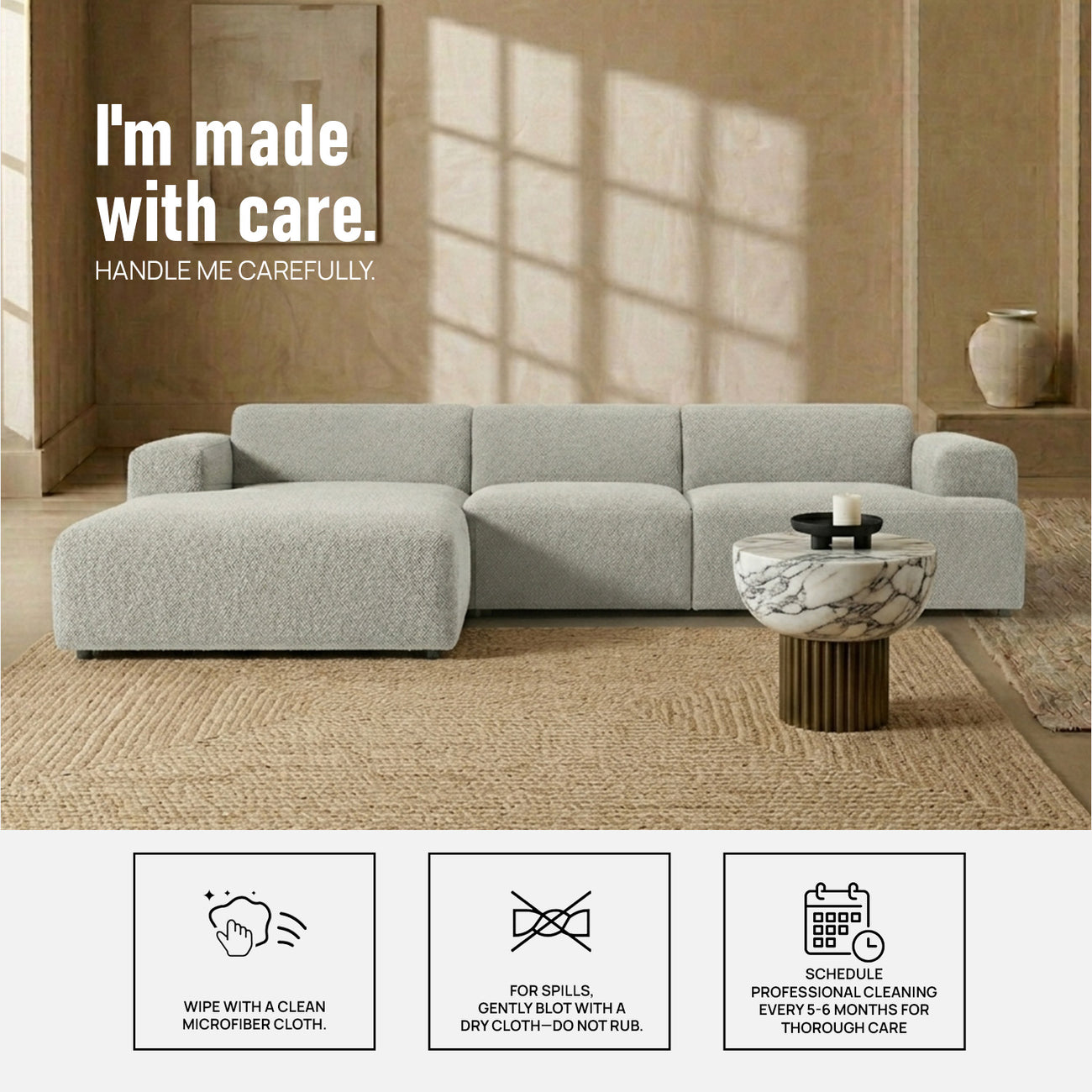 Sophisticated Comfort 3 Seater L Shaped Sofa Grey