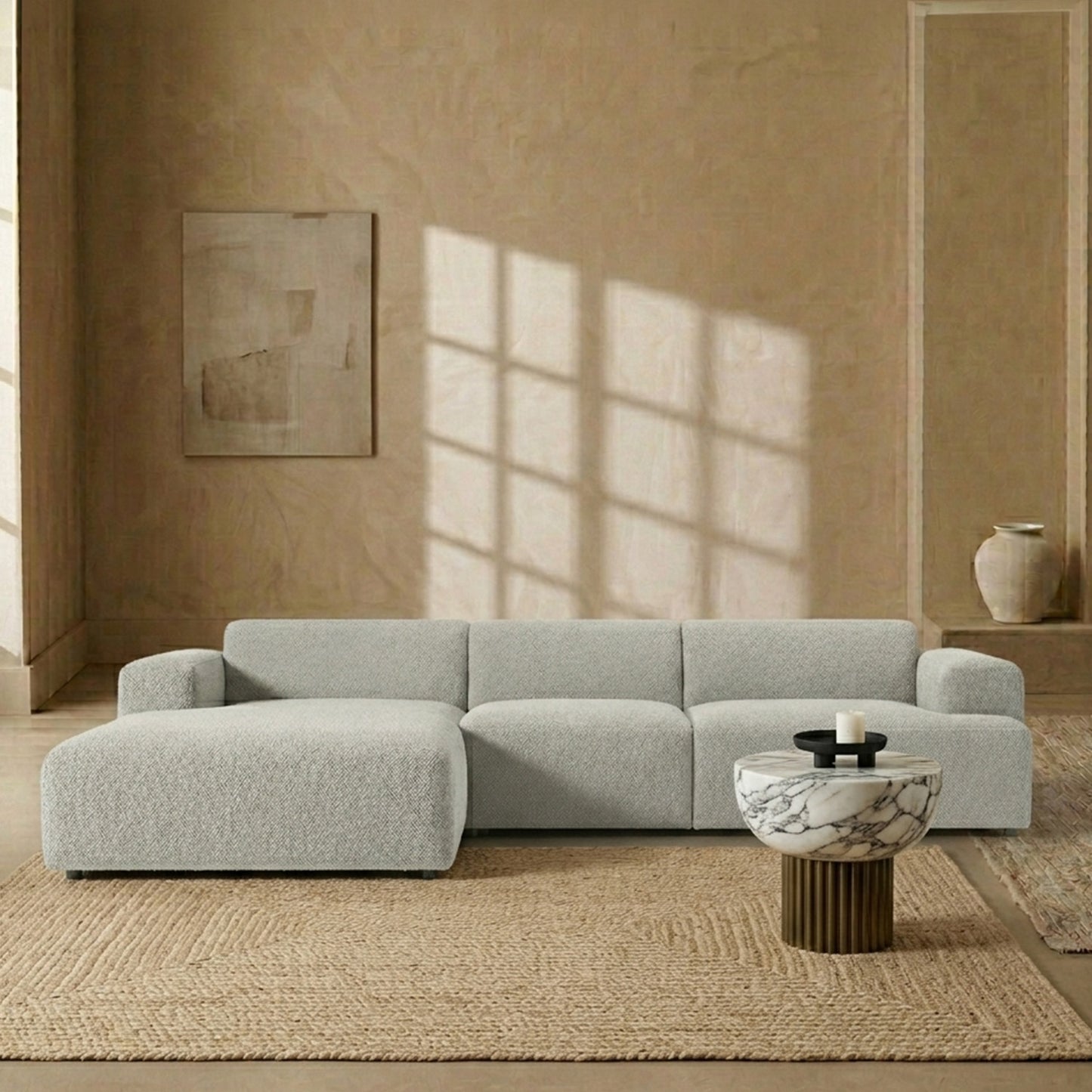 Sophisticated Comfort 3 Seater L Shaped Sofa Grey