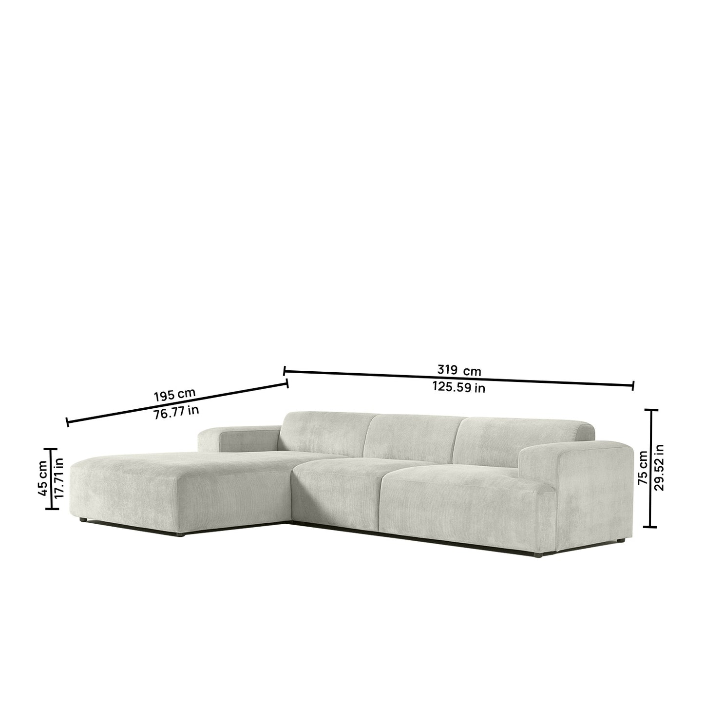 Sophisticated Comfort 3 Seater L Shaped Sofa Grey