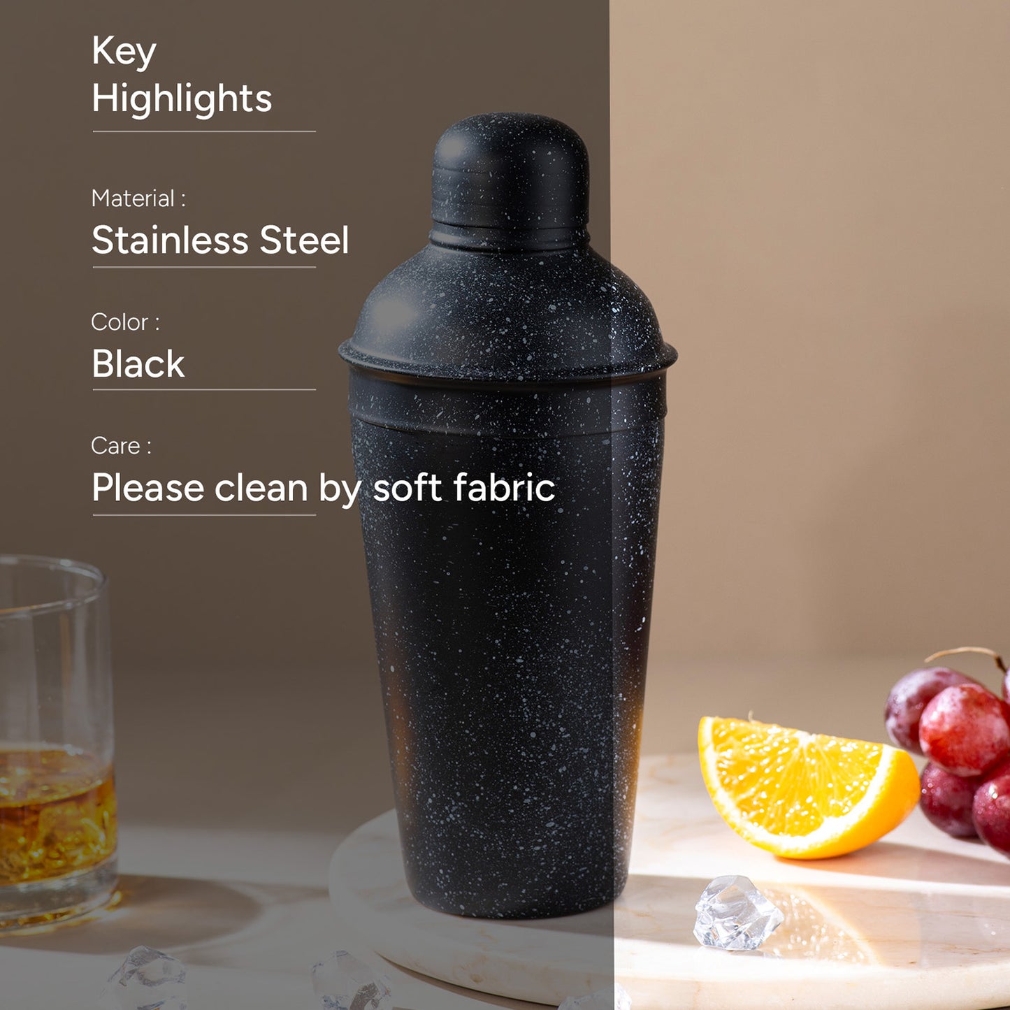 The Unbeatable Premium Cocktail Shaker Matte Black Speckled