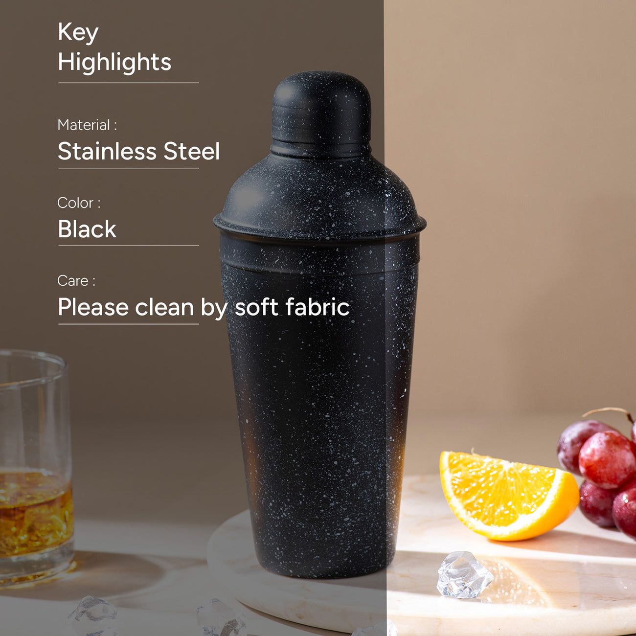The Unbeatable Premium Cocktail Shaker Matte Black Speckled