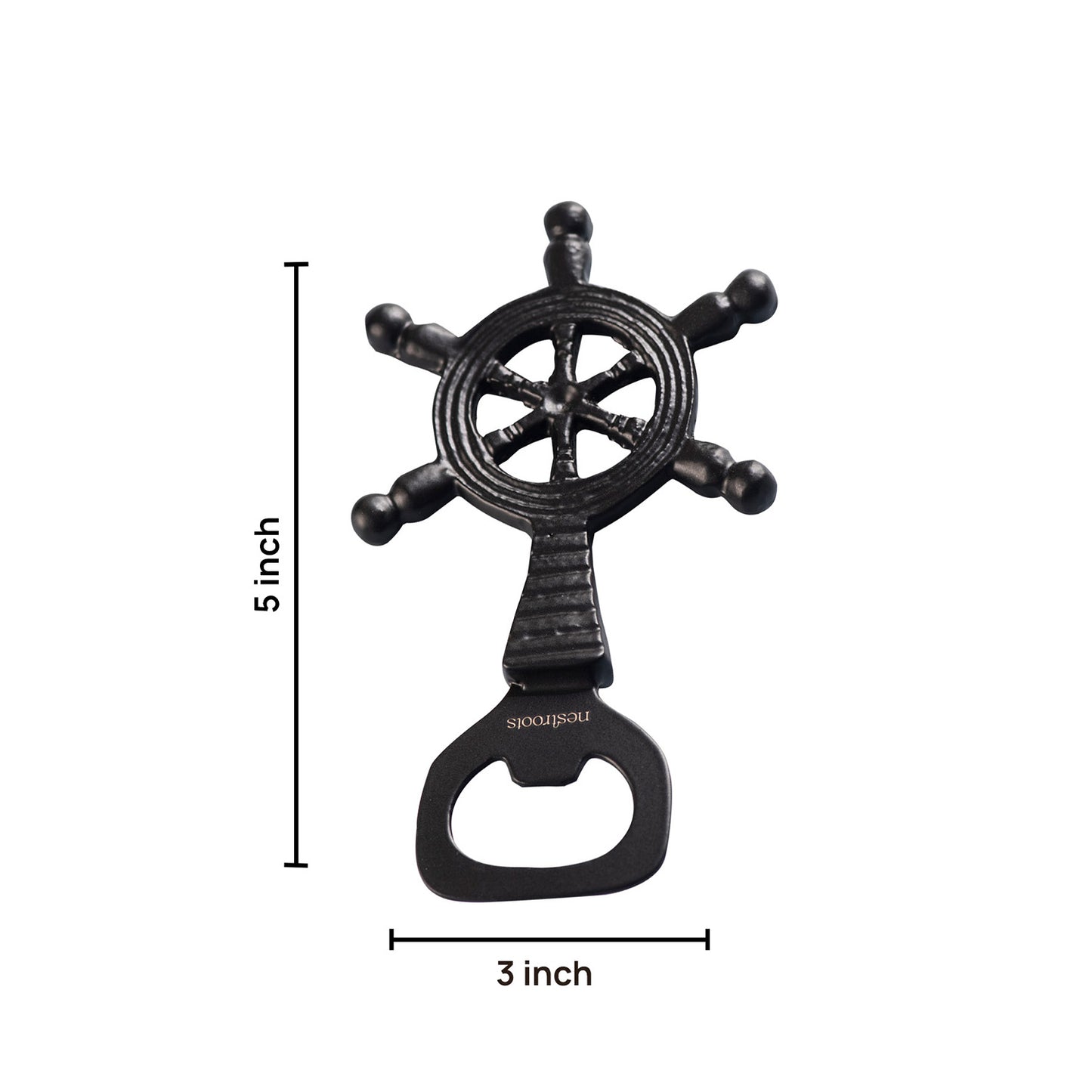 The Ship Steering Wheel Bottle Opener Matte Black
