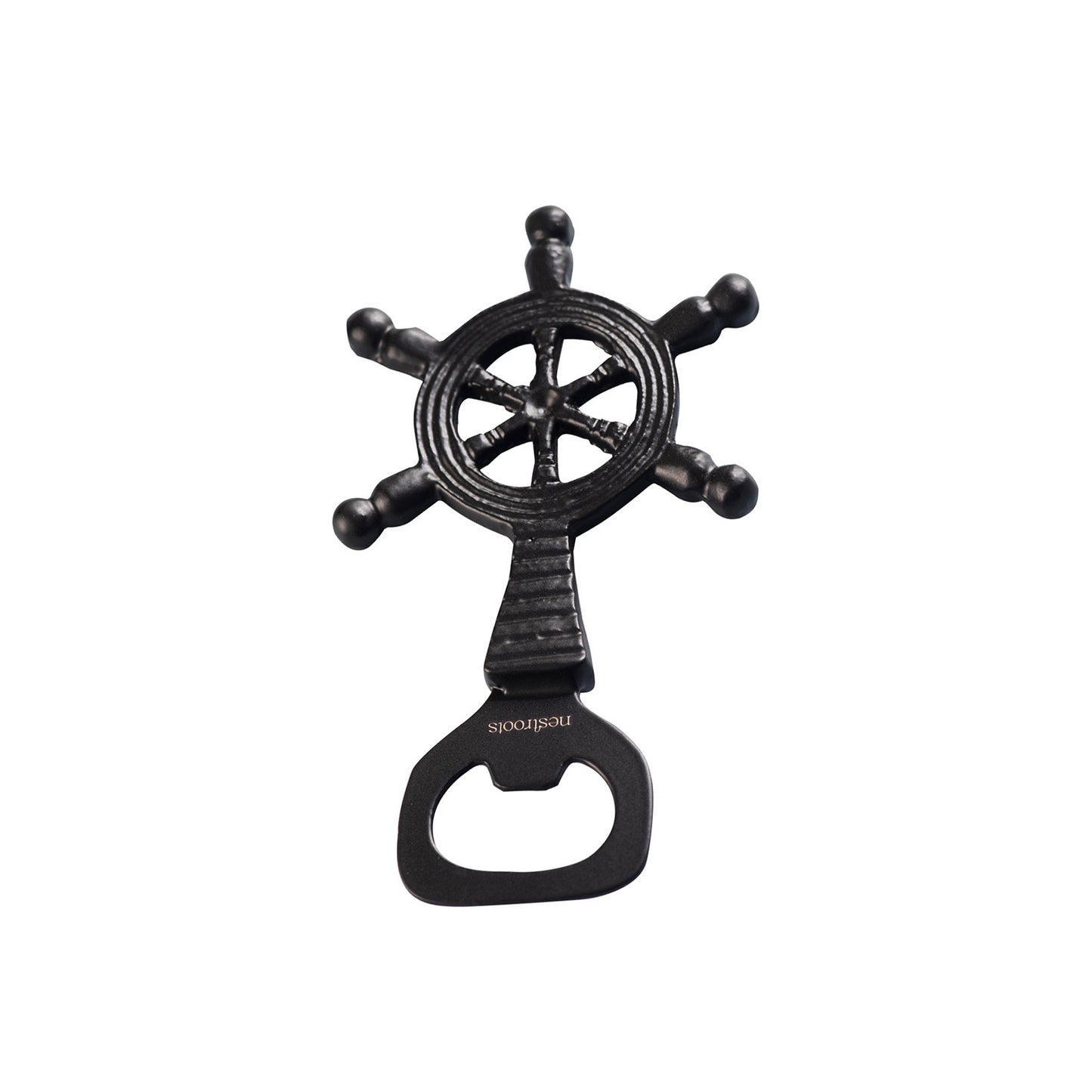 The Ship Steering Wheel Bottle Opener Matte Black