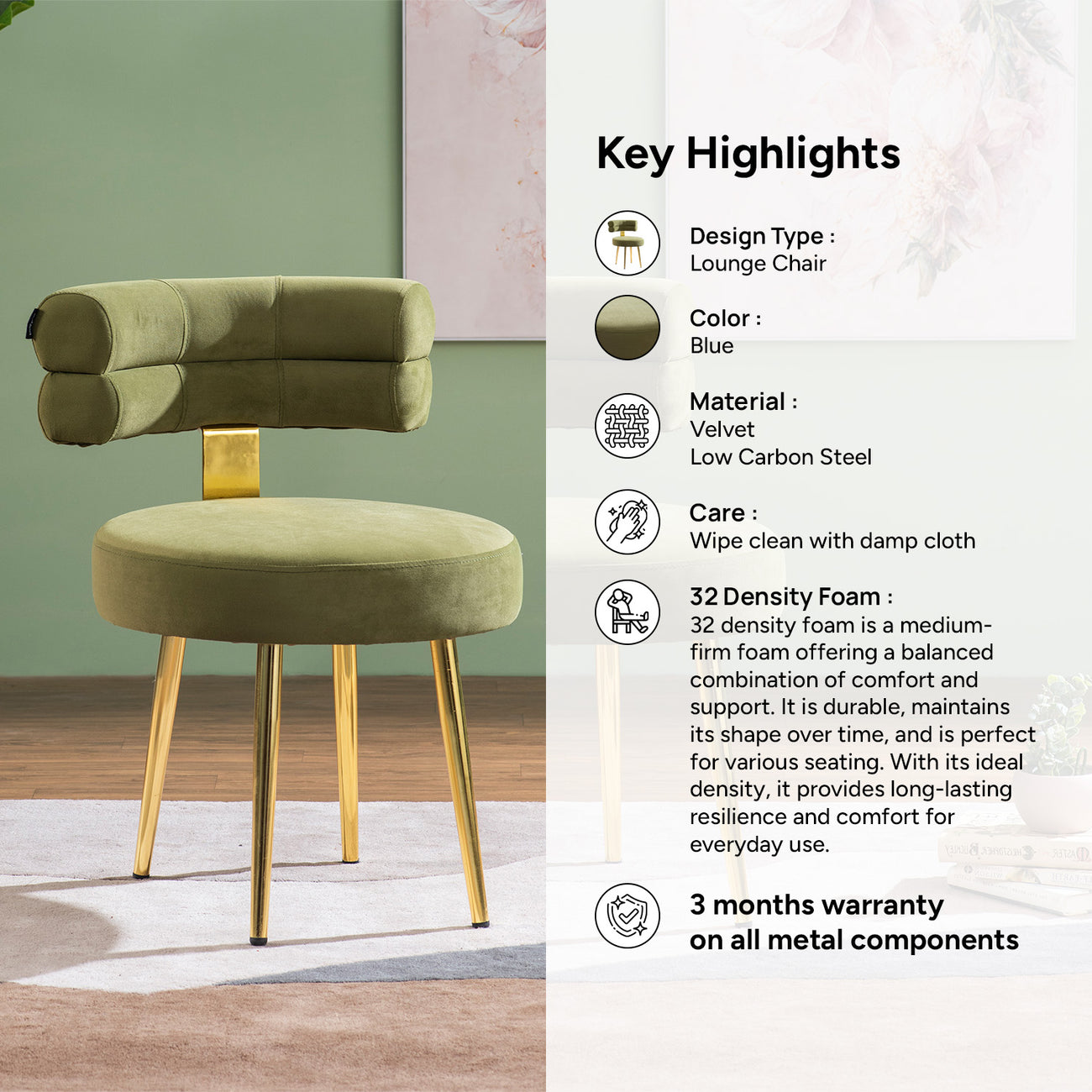 Sink into Emerald Lounge Chair – Nestroots - Main Image