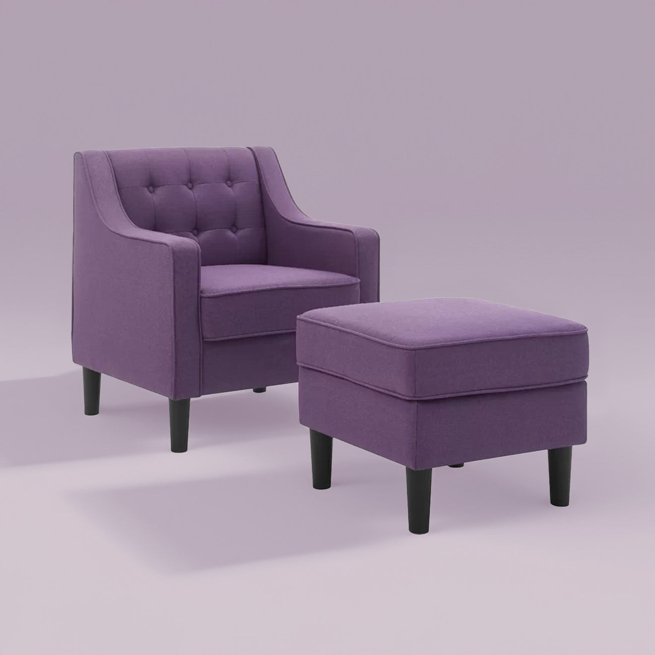 Luxurious Accent Chairs With Ottoman Footrest Purple