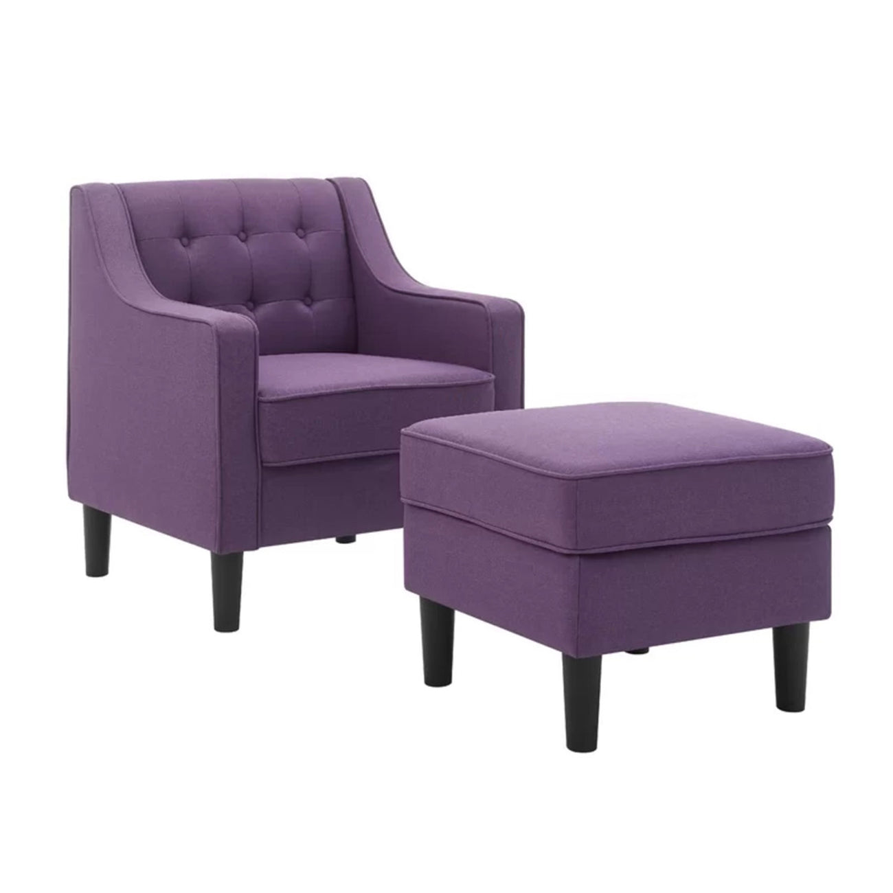 Luxurious Accent Chairs With Ottoman Footrest Purple