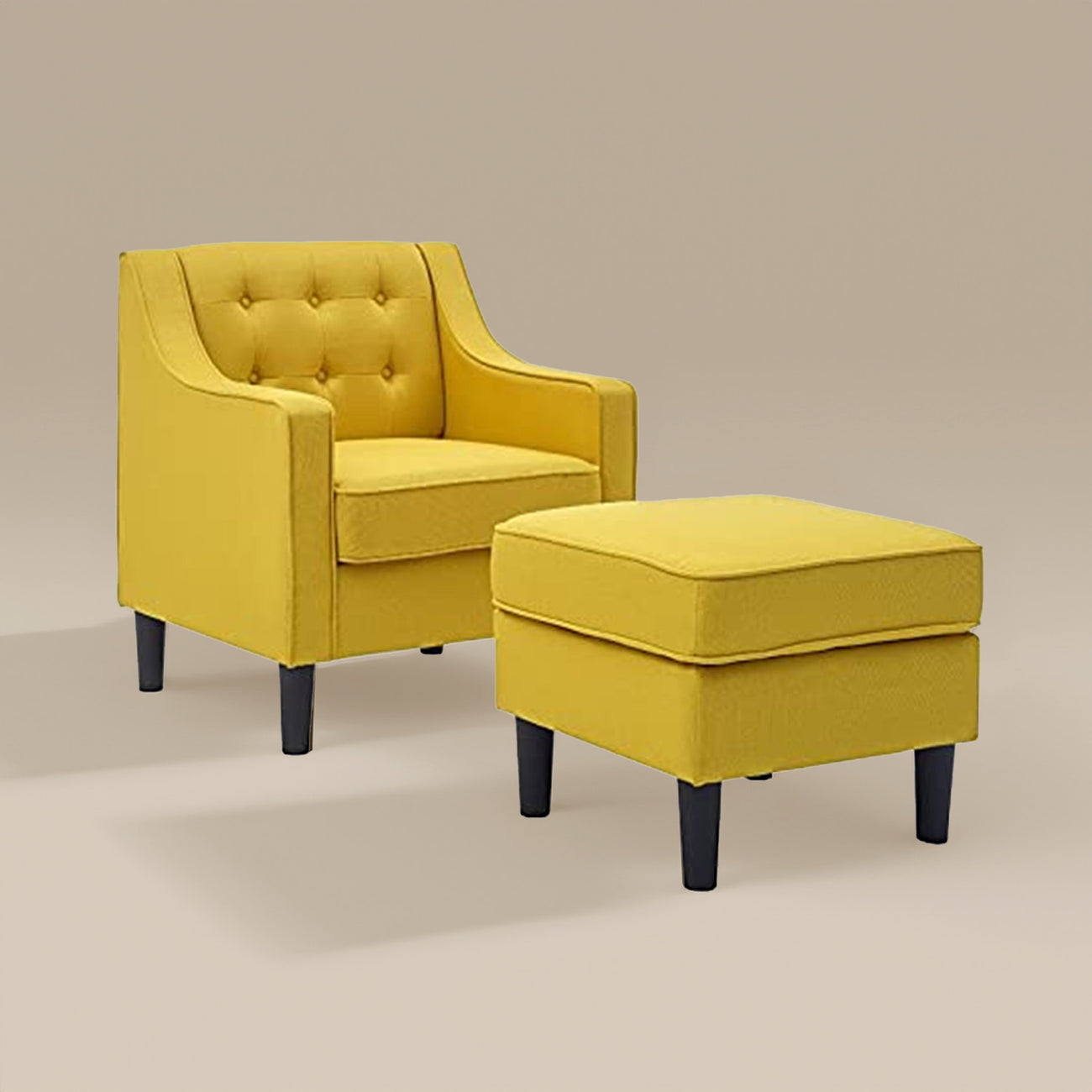 Luxurious Accent Chairs With Ottoman Footrest Yellow