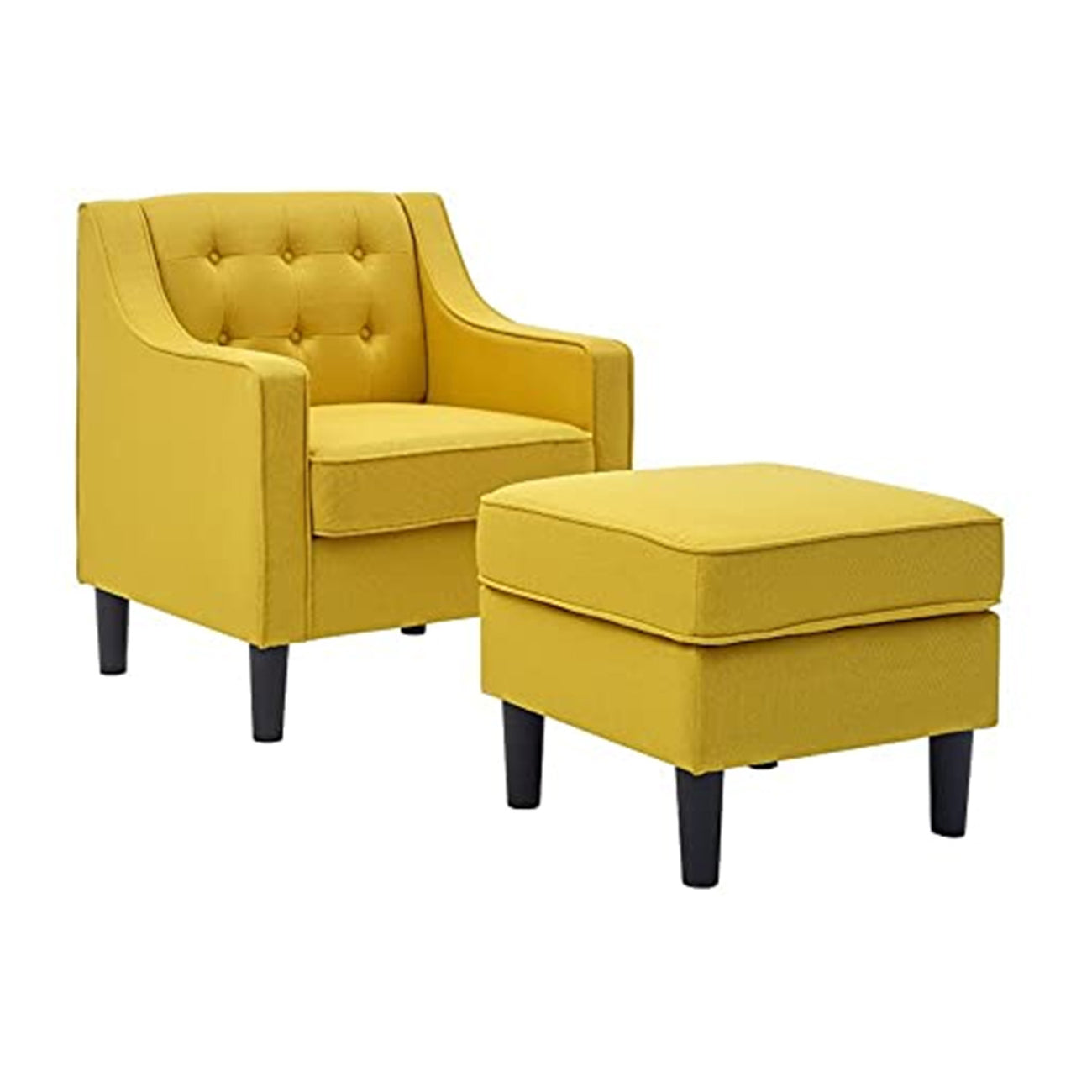 Luxurious Accent Chairs With Ottoman Footrest Yellow