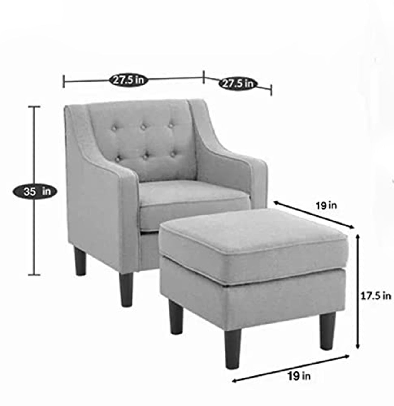 Luxurious Accent Chairs With Ottoman Footrest Yellow