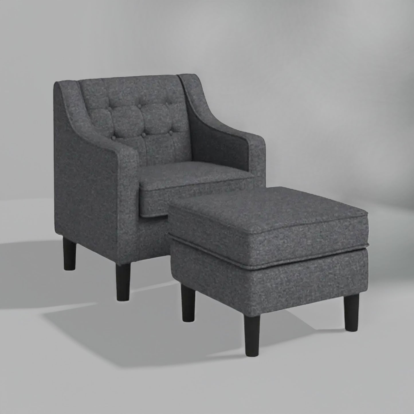 Luxurious Accent Chairs With Ottoman Footrest Grey