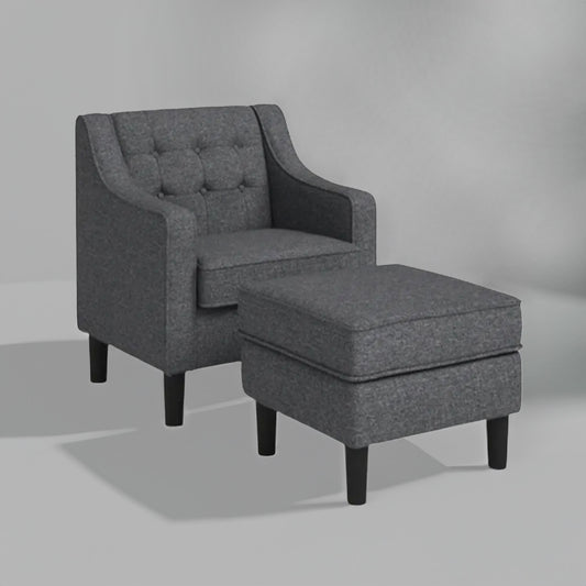 Luxurious Accent Chairs With Ottoman Footrest Grey