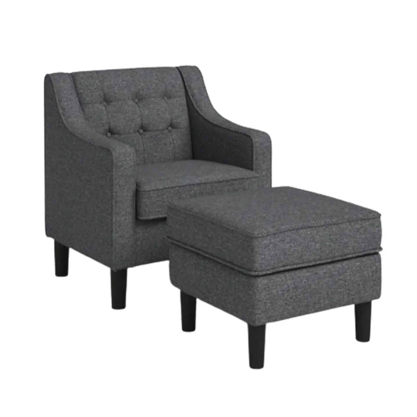 Luxurious Accent Chairs With Ottoman Footrest Grey