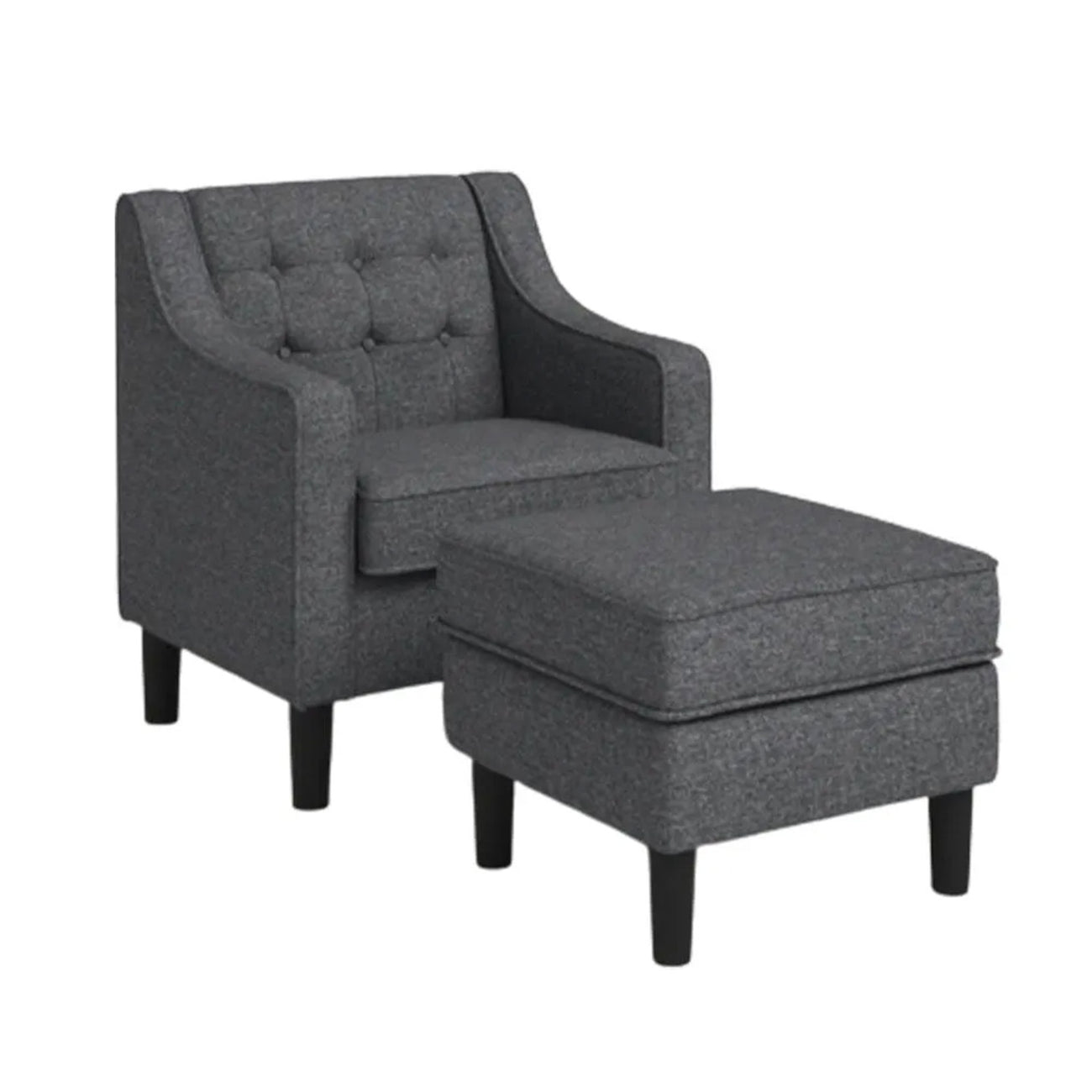 Luxurious Accent Chairs With Ottoman Footrest Grey