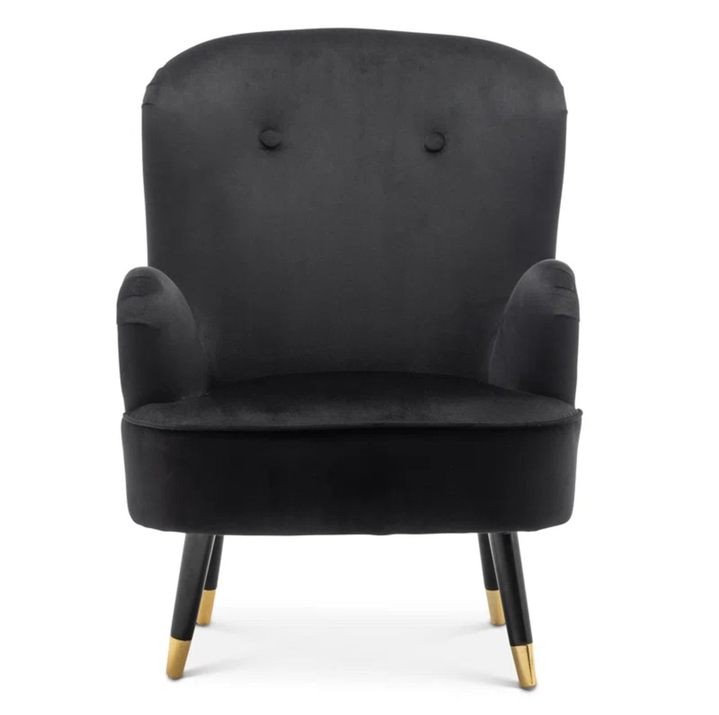 Velvet Barrel Chair With Ottoman Footrest Black