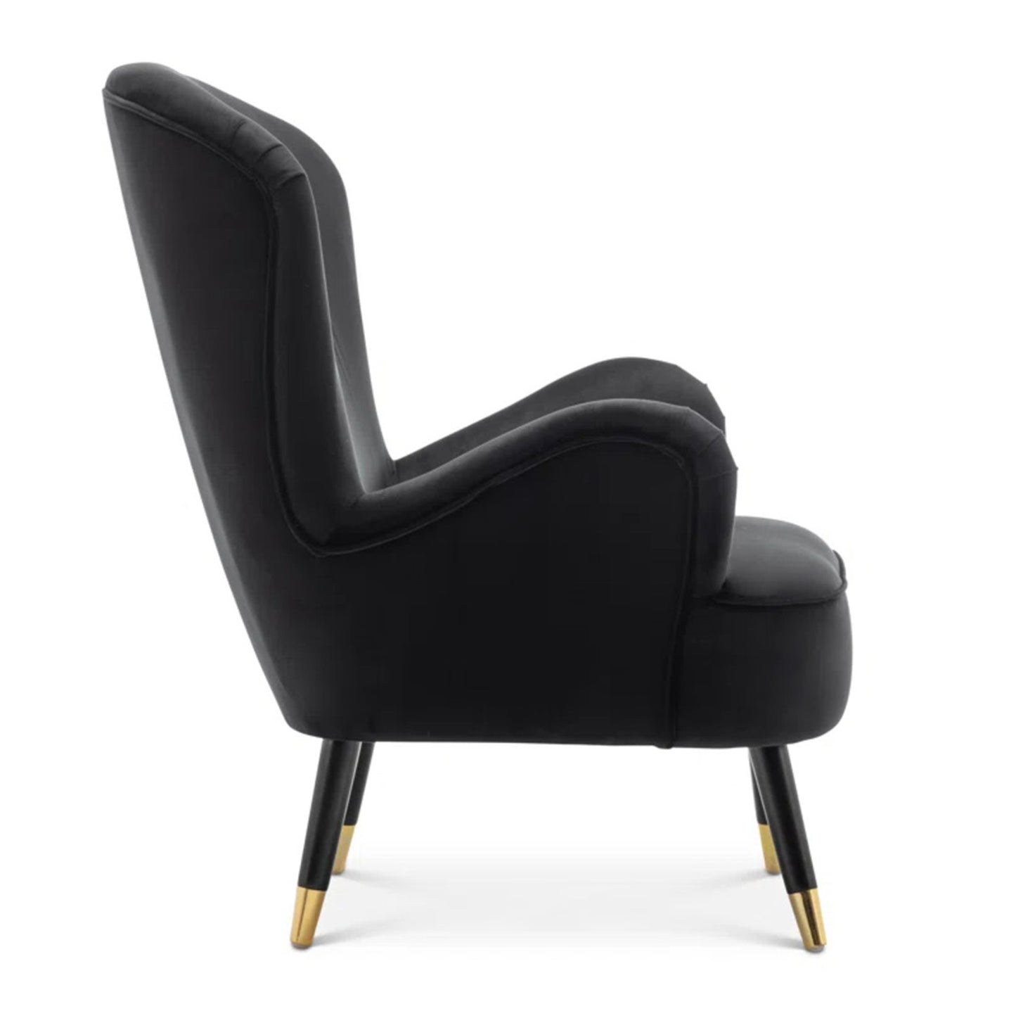 Velvet Barrel Chair With Ottoman Footrest Black