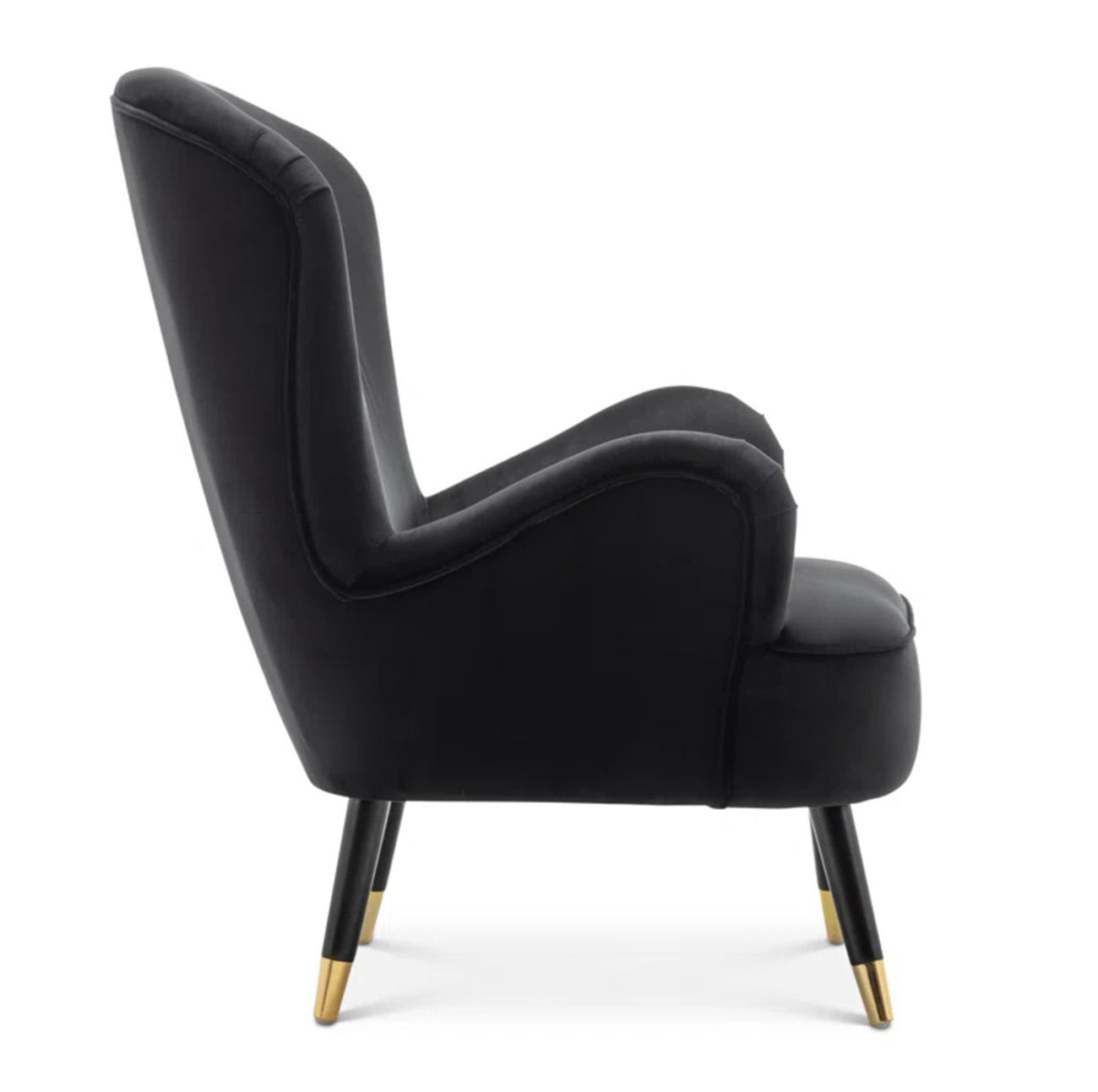 Velvet Barrel Chair With Ottoman Footrest Black
