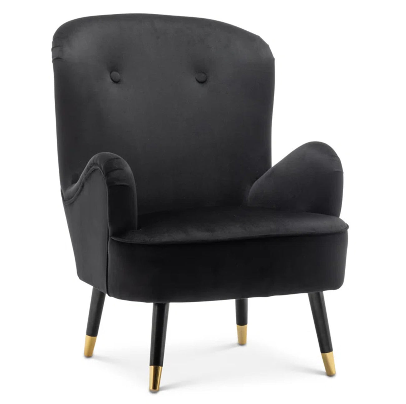 Velvet Barrel Chair With Ottoman Footrest Black