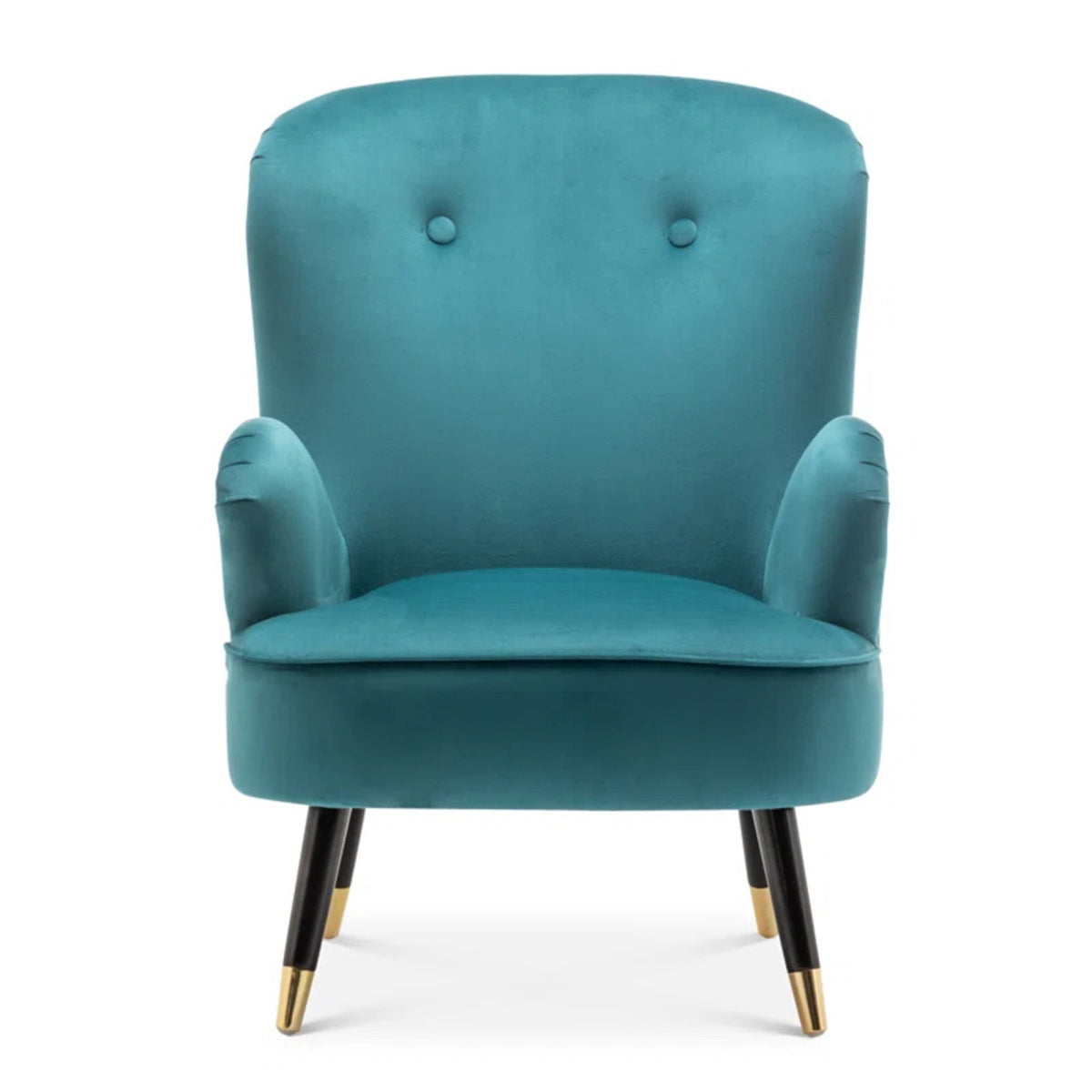 Velvet Barrel Chair With Ottoman Footrest Blue Color