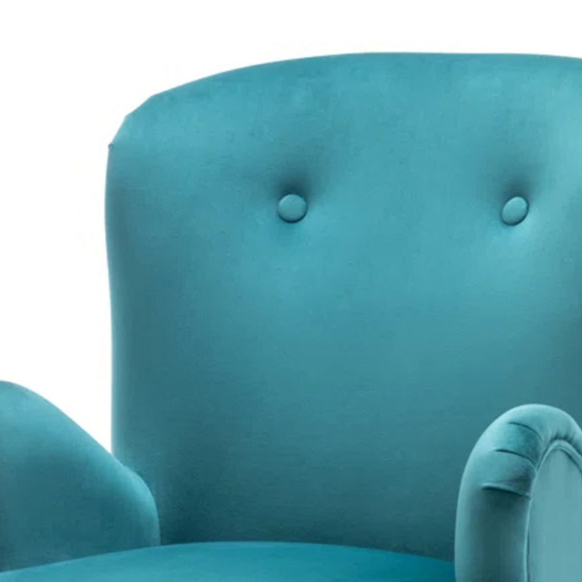Velvet Barrel Chair With Ottoman Footrest Blue Color