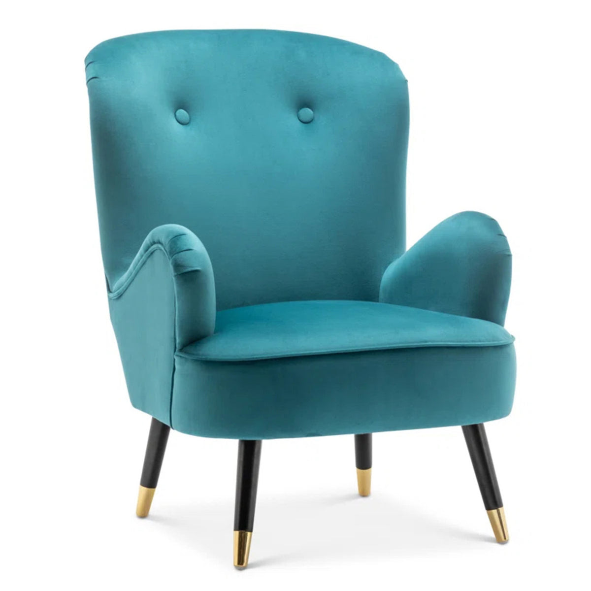Velvet Barrel Chair With Ottoman Footrest Blue Color