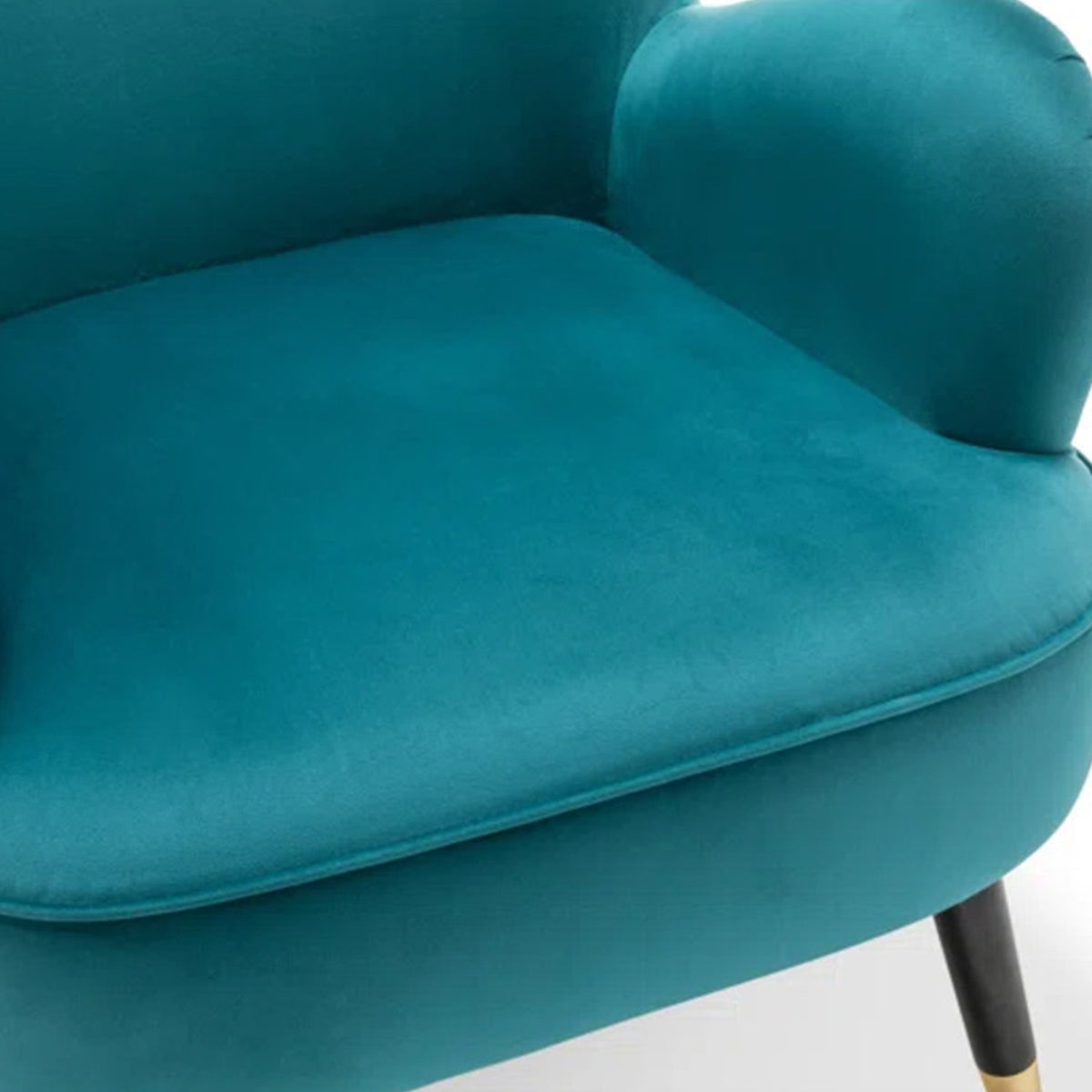 Velvet Barrel Chair With Ottoman Footrest Blue Color