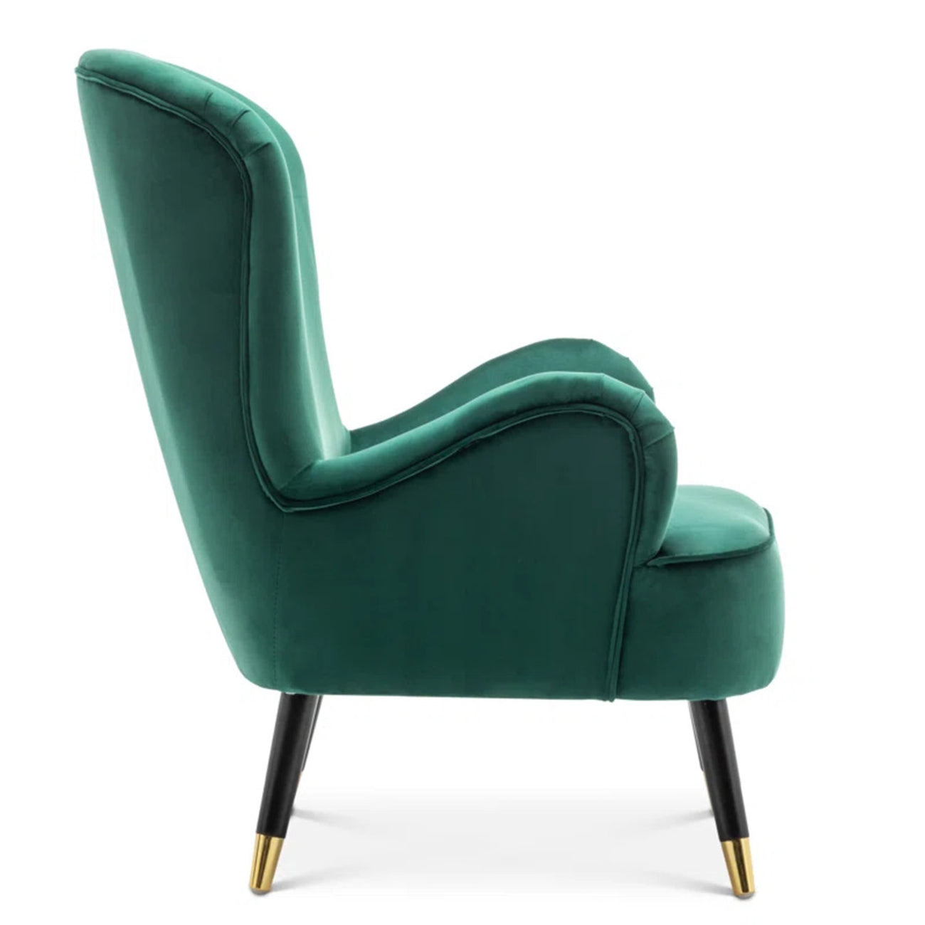 Velvet Barrel Chair With Ottoman Footrest Green