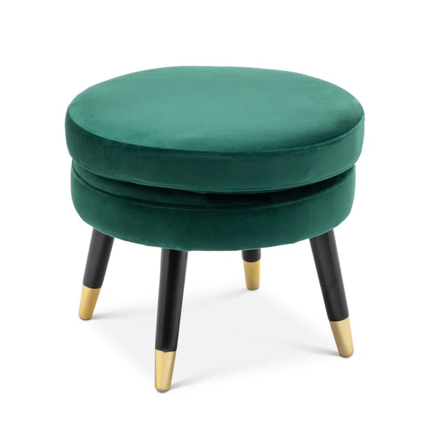 Velvet Barrel Chair With Ottoman Footrest Green
