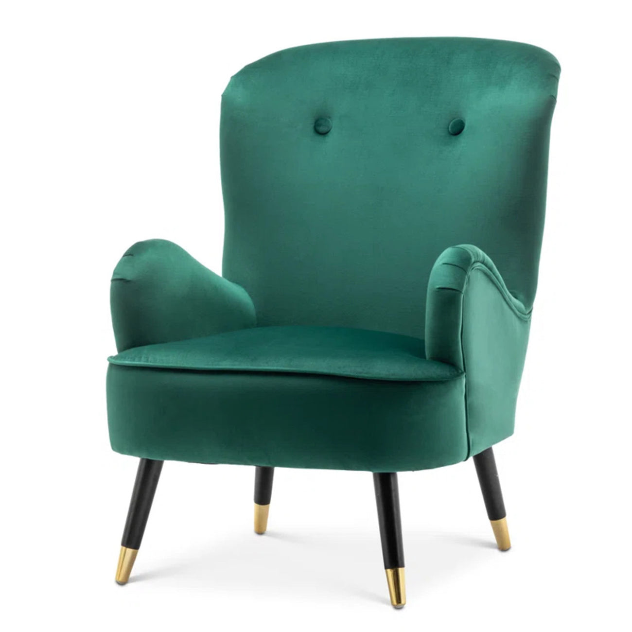 Velvet Barrel Chair With Ottoman Footrest Green