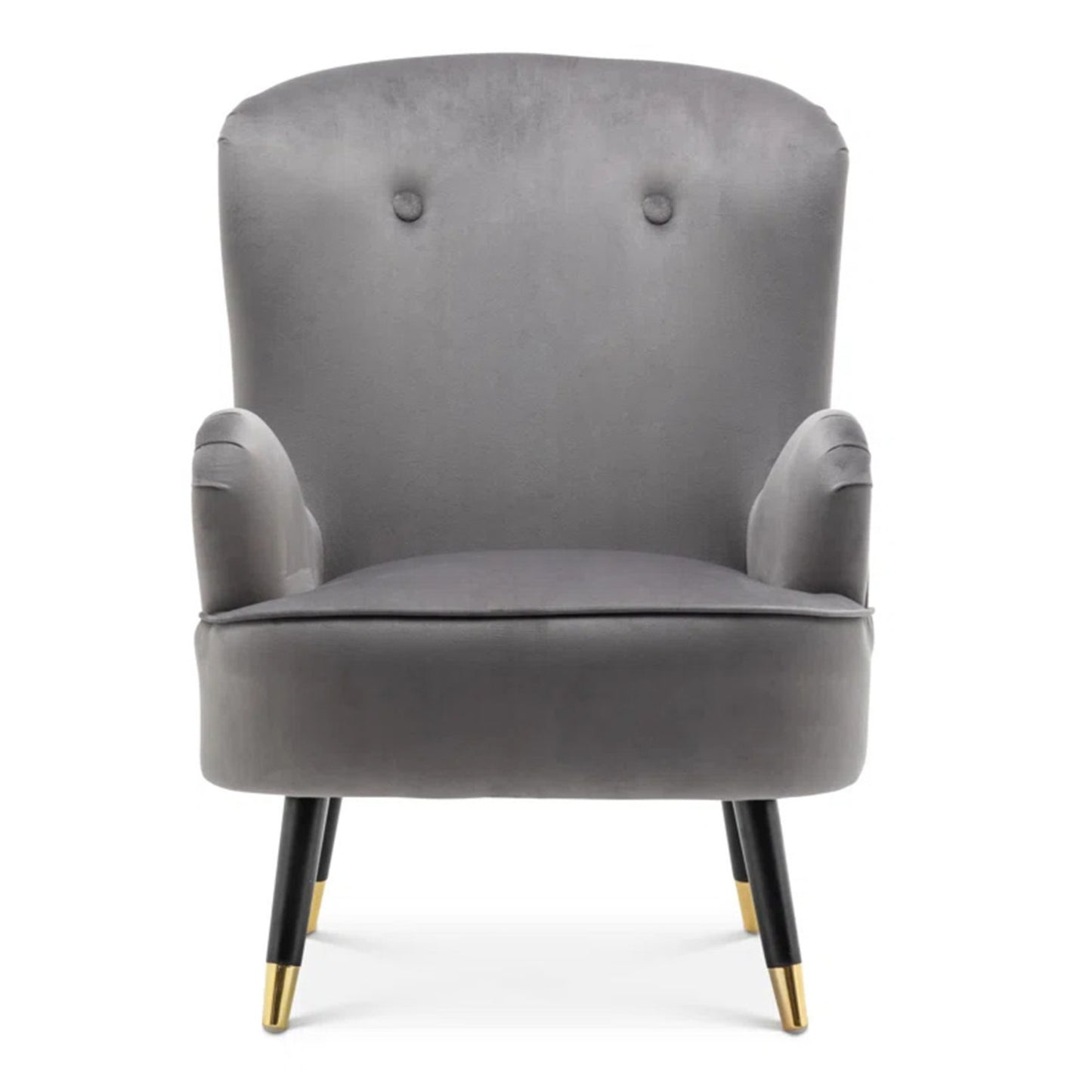 Velvet Barrel Chair With Ottoman Footrest Grey